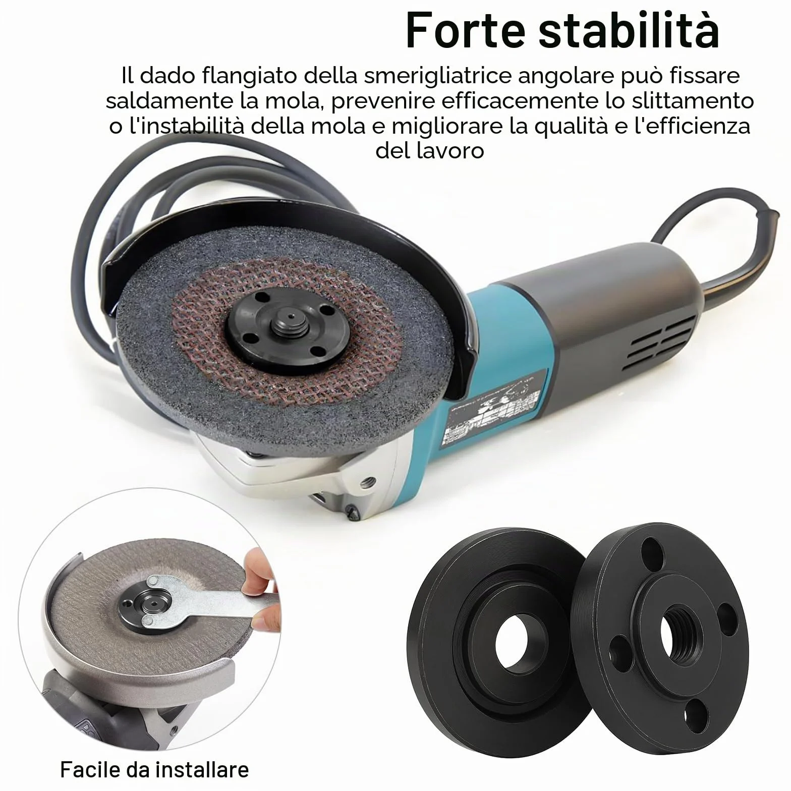 Dadi Flangiati per Smerigliatrice Angolare M14 140mm, Chiave e Flangia Interna 7 Pezzi