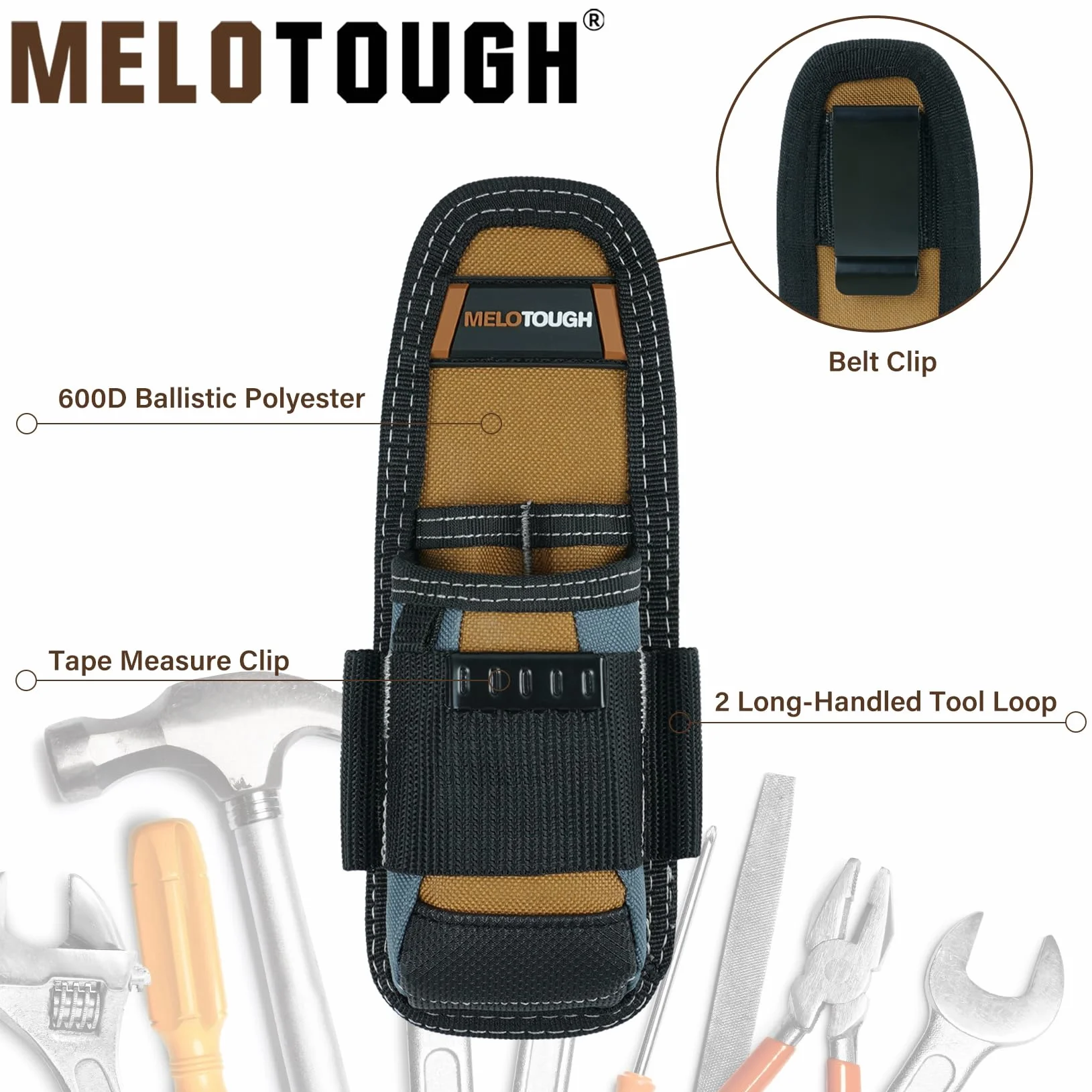 MELOTOUGH Heavy Duty Tradesman Pro Custodia per attrezzi con tasche per elettricisti