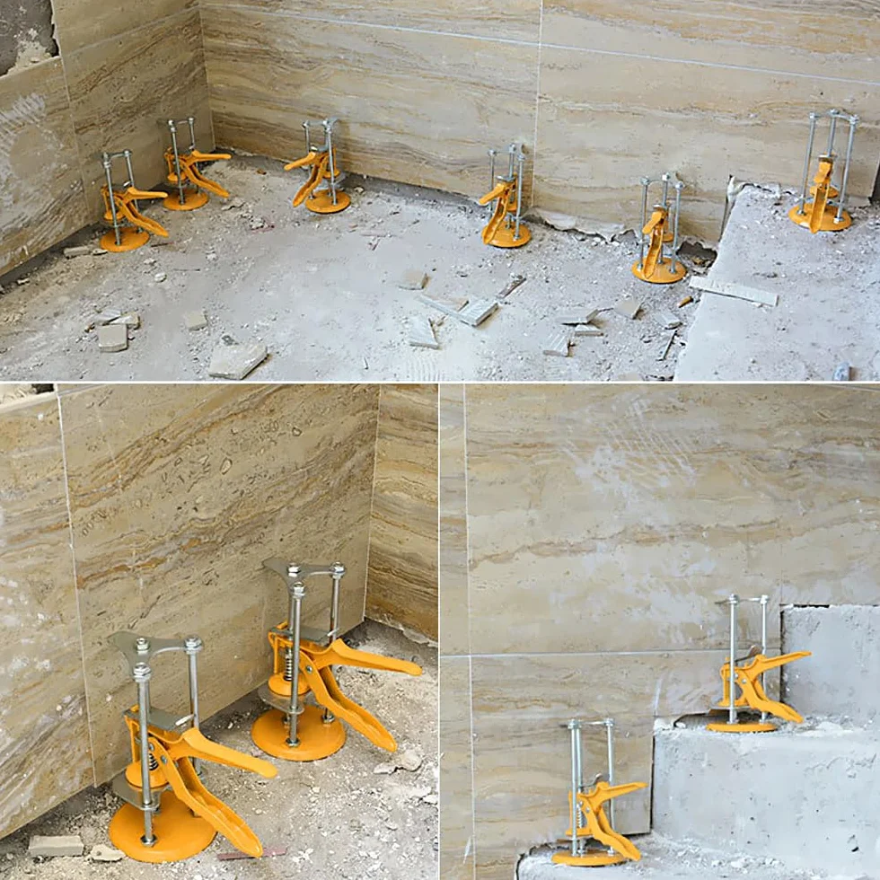 Sollevatore di piastrelle 2 pezzi, attrezzo da lavoro a mano robusto e durevole per sollevare e fissare piastrelle, pavimenti, porte e finestre (giallo)