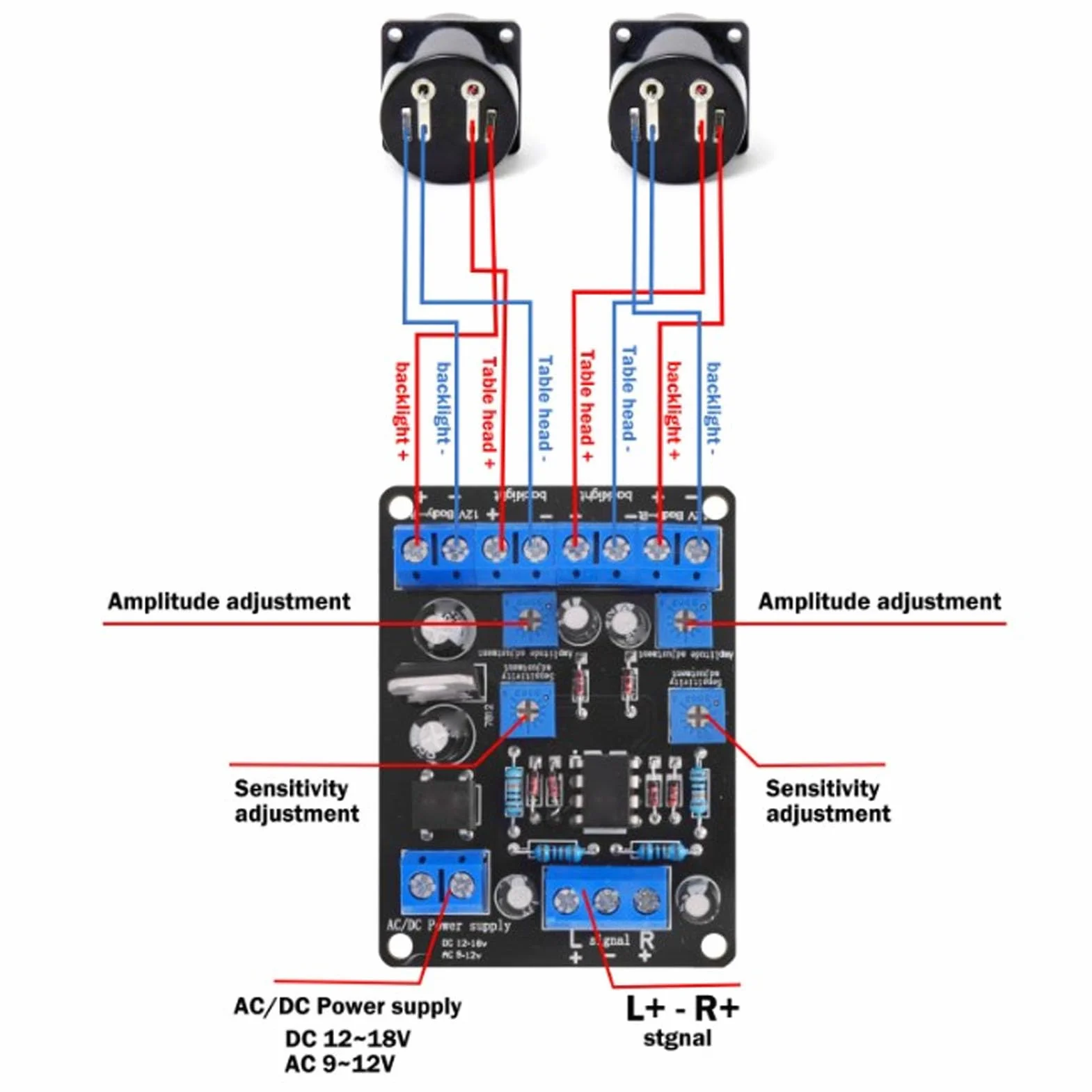 SEAFRONT Scheda Driver VU Meter Scheda Driver Livello DB Meccanismo di Azionamento della Testina Migliorato Ingresso CA 9-12 V CC 12-18 V con Regolazione di Ampiezza e sensibilità per la