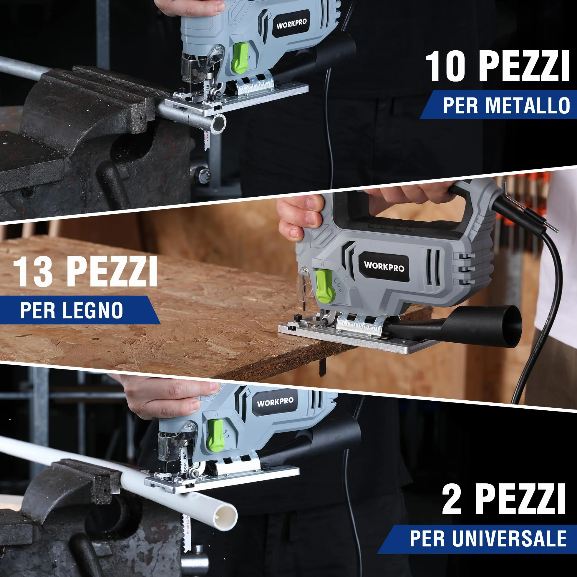 WORKPRO Set di Lame per Seghetto Alternativo 25 Pezzi per Taglio Legno e Metallo, Compatibile con Maggior Parte delle Marche