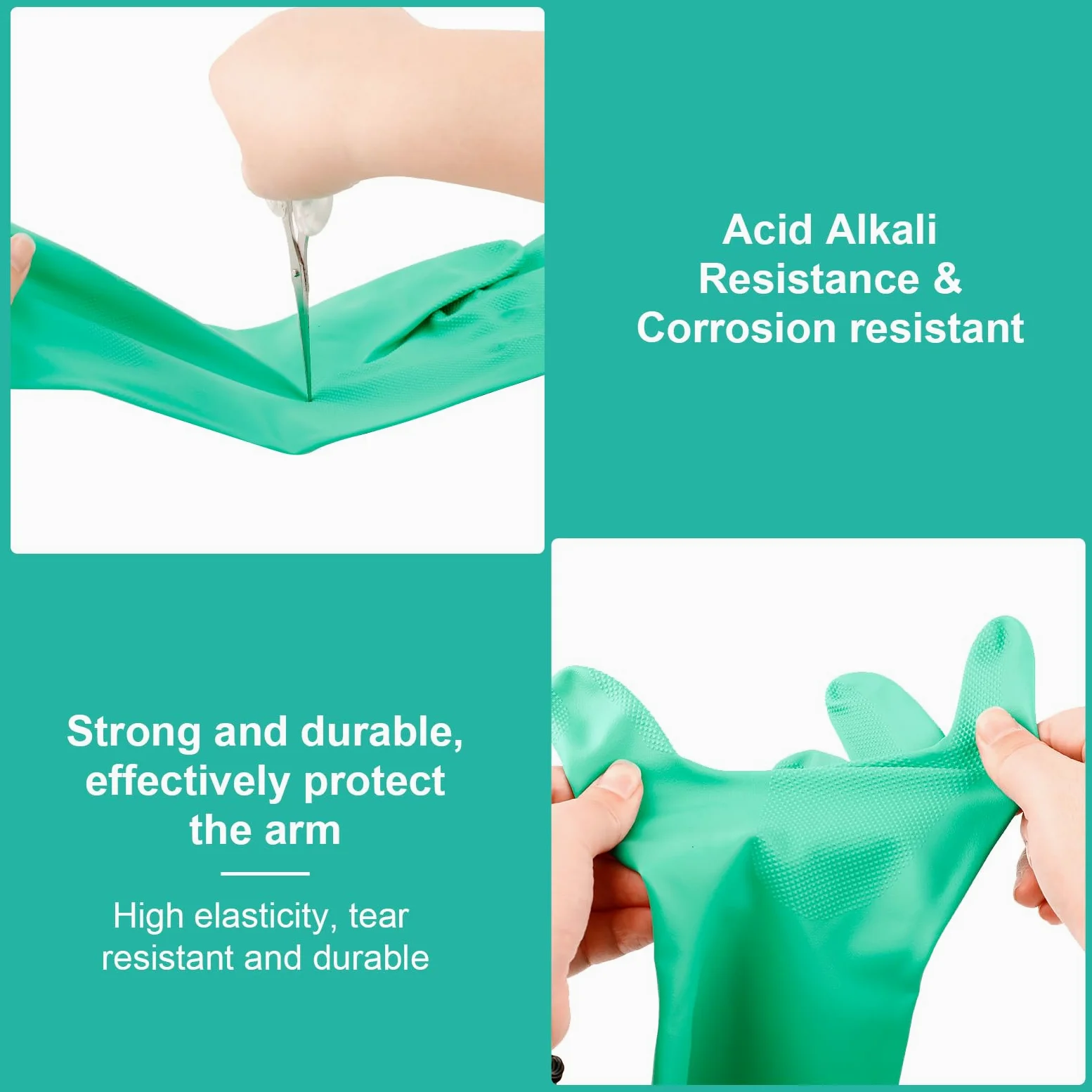 20 paia di guanti in nitrile, resistenti agli agenti chimici, riutilizzabili, resistenti, resistenti agli acidi, agli alcali e all'olio, senza lattice, per uso industriale e pulizia della casa