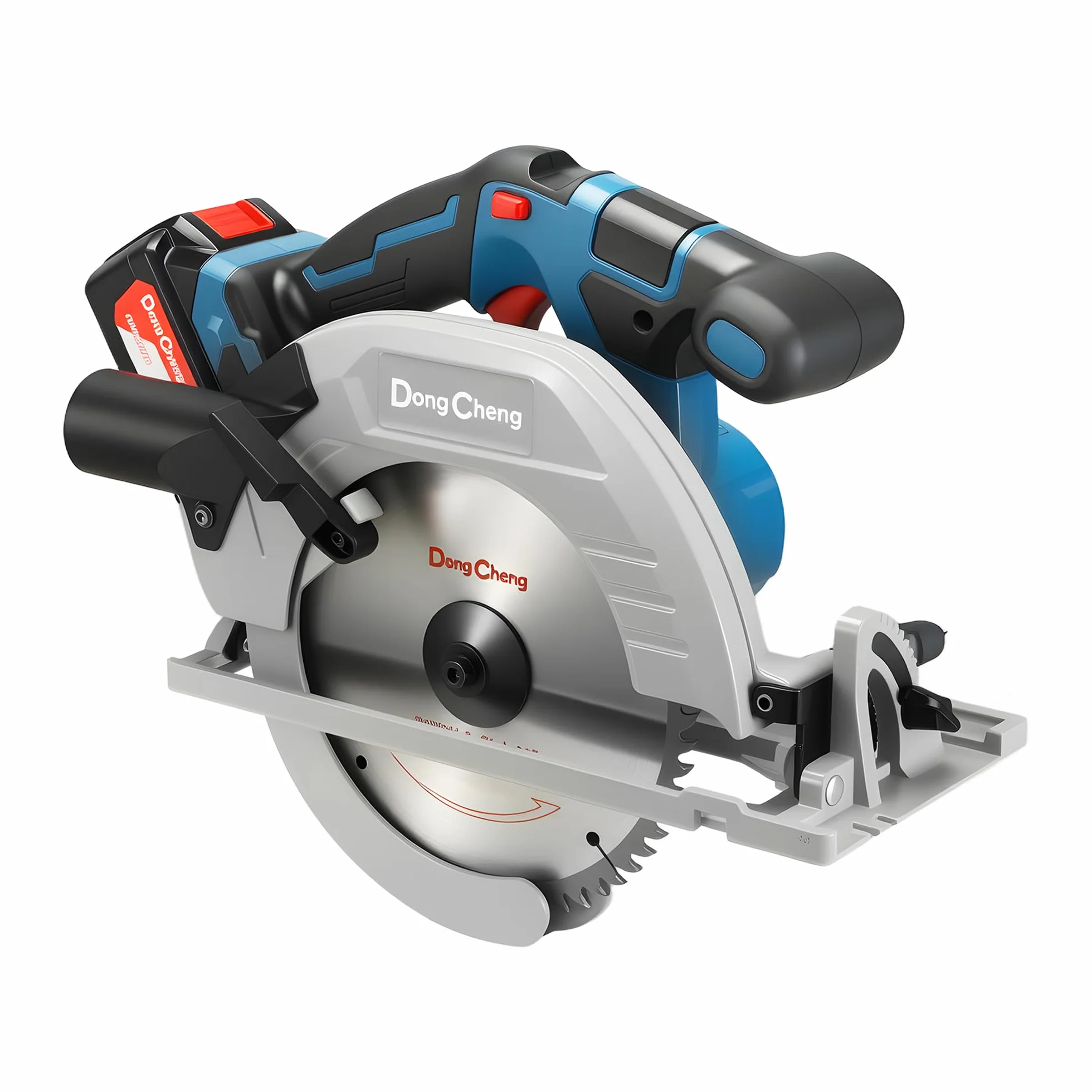 Dong Cheng Sega Circolare a Batteria da 18V, Diametro 185 mm, 5000 giri/min, Profondità di Taglio 65mm (90°)/45mm (45°) Con 4.0Ah Batteria, BOXX, Per Legno, Plastica, PVC