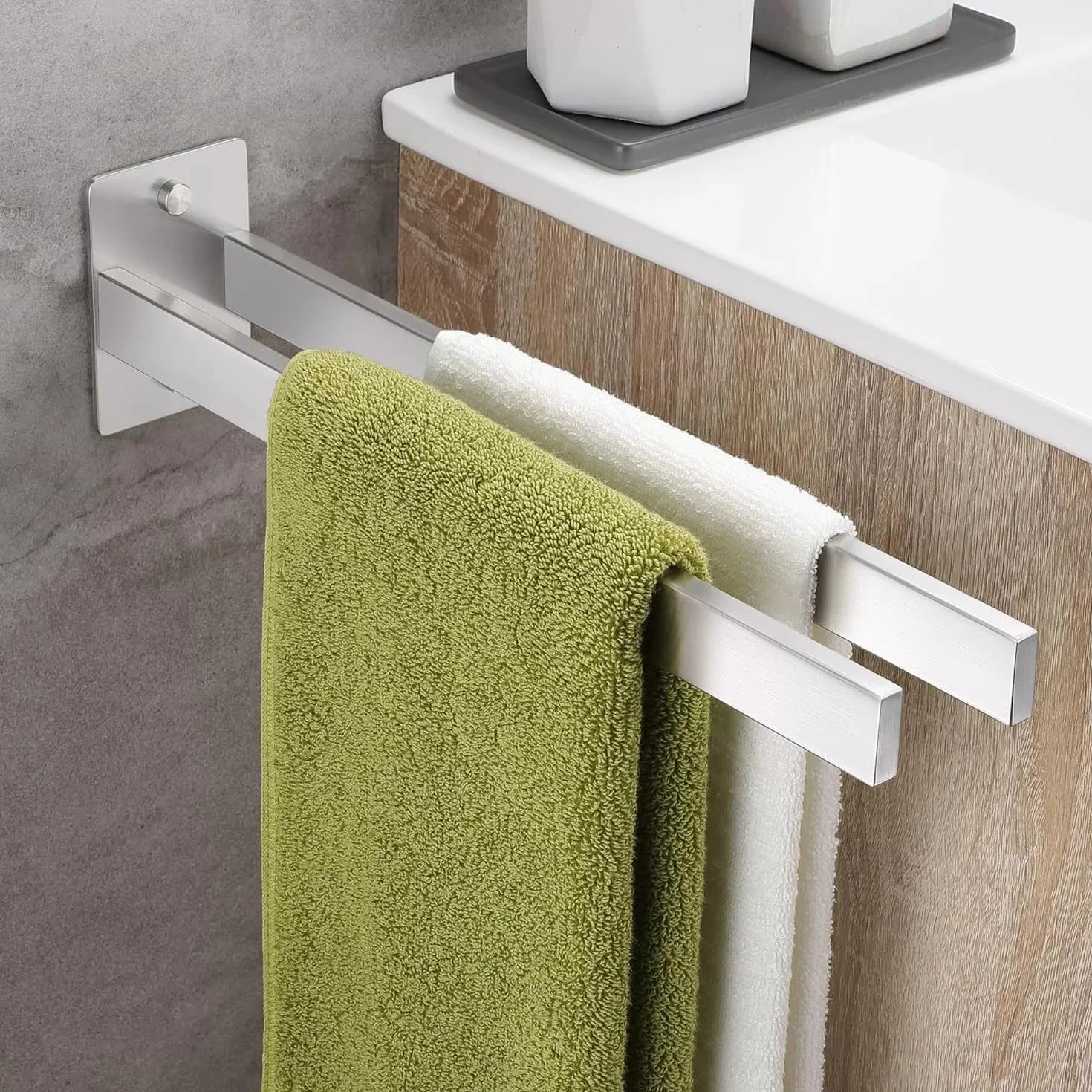 Porta Asciugamani Bagno SUS304 40cm Parete Adesivo Perforato Due Metodi Installazione