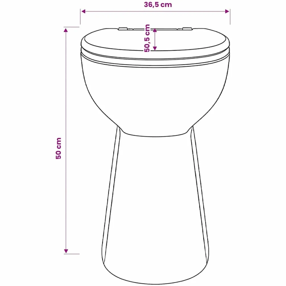 vidaXL WC Rimless Ceramica Bianco 50,5x36,5x50 cm Sedile Soft-Close Altezza Comfort +7 cm WC a Coppia Stretta Design Slim