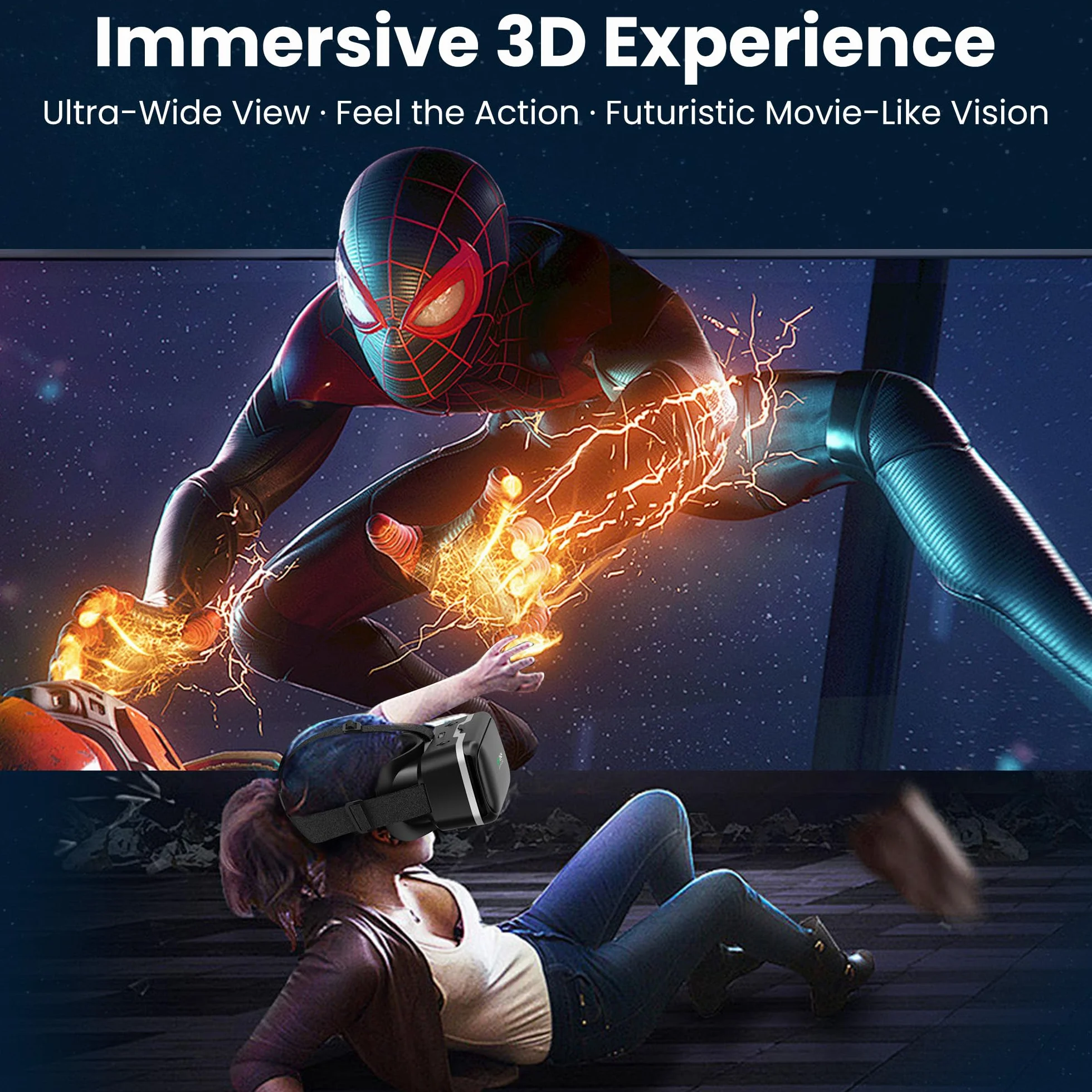 XWP Visore VR, Occhiali di Realtà Virtuale 3D con Lenti HD Anti-Luce Blu per Film e Giochi su Smartphone, Compatibile con Smartphone iOS/Android (4.7–6.8"), Regalo di Natale per Amici e Famiglie