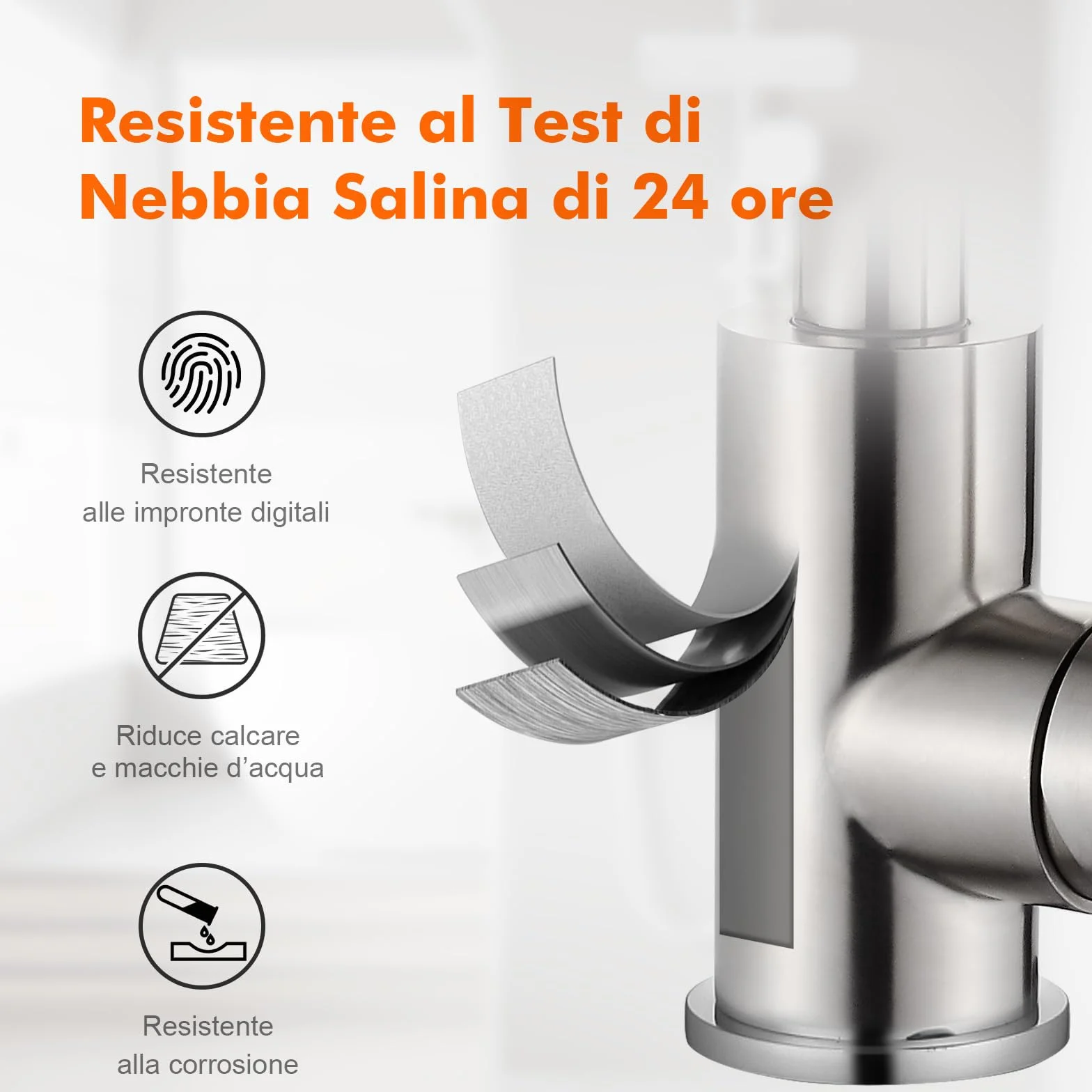 GRIFEMA Miscelatore Lavabo Bagno Alto Grigio Opaco, Rubinetto Girevole a 360° in Ottone, Monocomando Moderno Antracite per Lavandino, Bocca Alta 180mm, Design Anti-corrosione, Attacco G3/8, G1002A