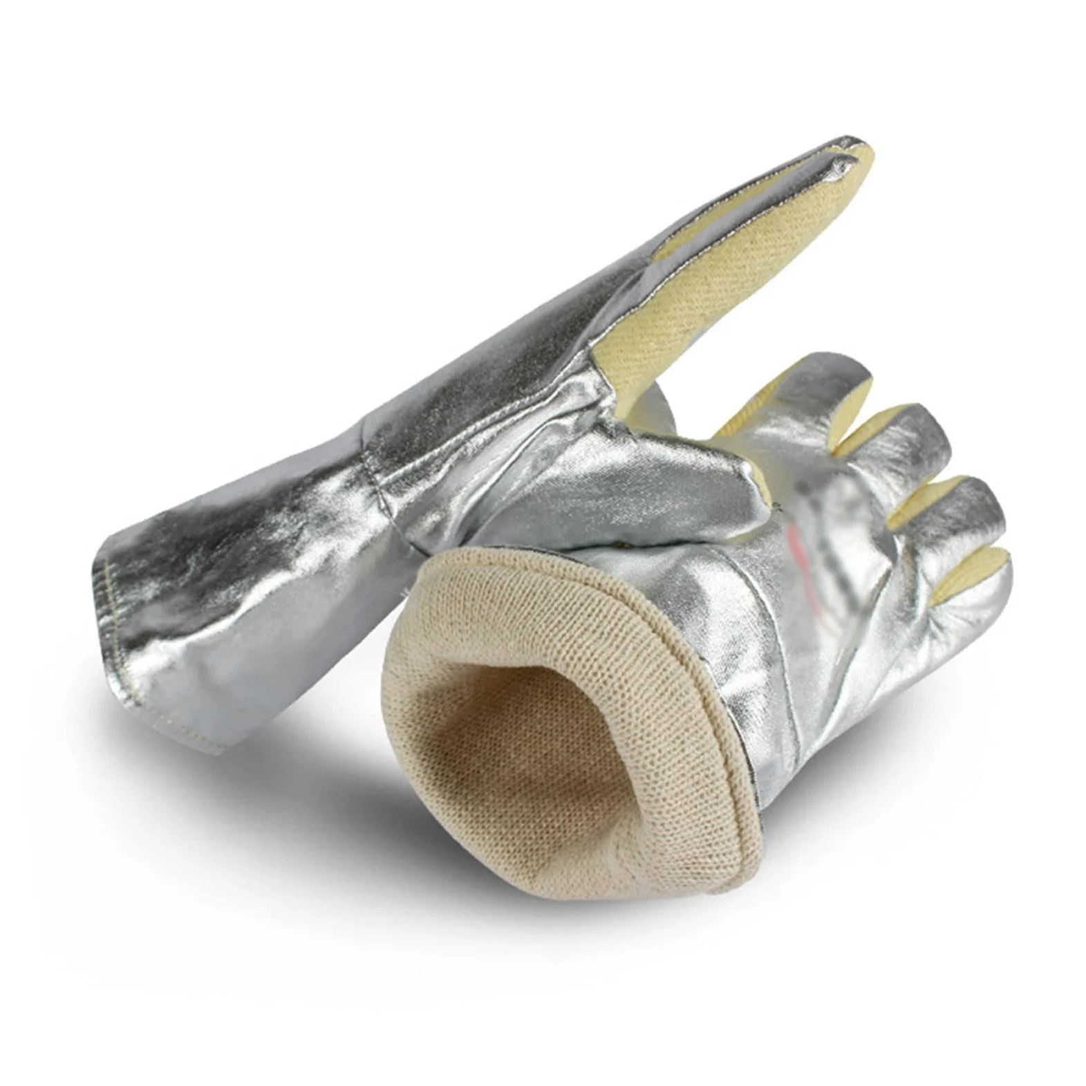 QFFL Guanti Resistenti alle Alte Temperature da 500 Gradi, Antiscottatura Guanti da Griglia e da Camino per la Caldaia Elettrica della Saldatura di Fusione del Metallo, 35 cm