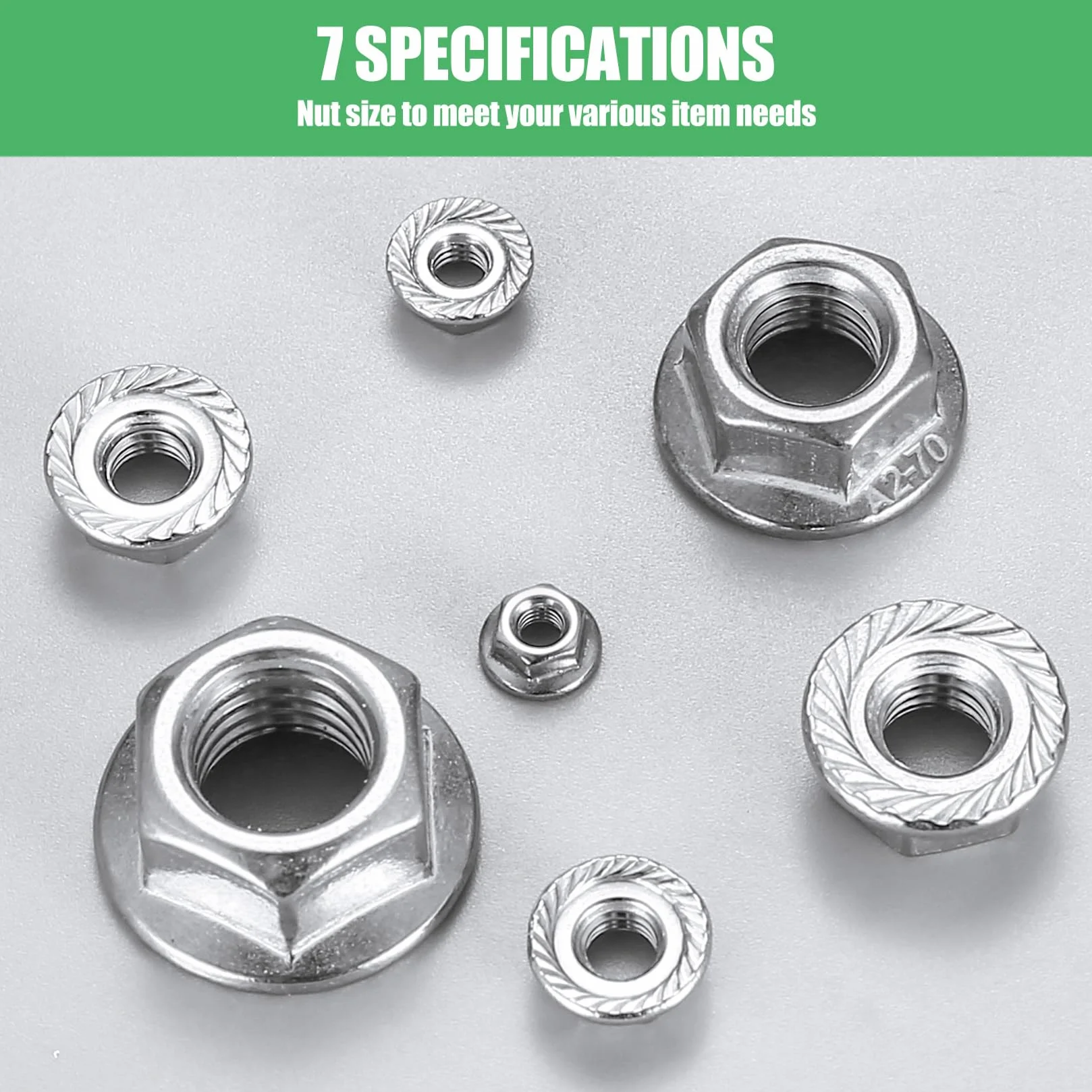 Dadi Esagonali Autobloccanti M3-M12 Set con Flangia e Dentatura di Blocco