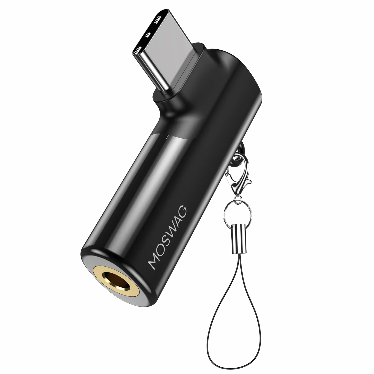MOSWAG Adattatore USB C Jack con DAC Integrato,Adattatore Cuffie USB C,Adattatore Aux USB C,Angolo Retto,Lega di Zinco,Compatibile con Samsung Galaxy S26 S25 iPhone 17 Xiaomi 17 Ultra Mate 80