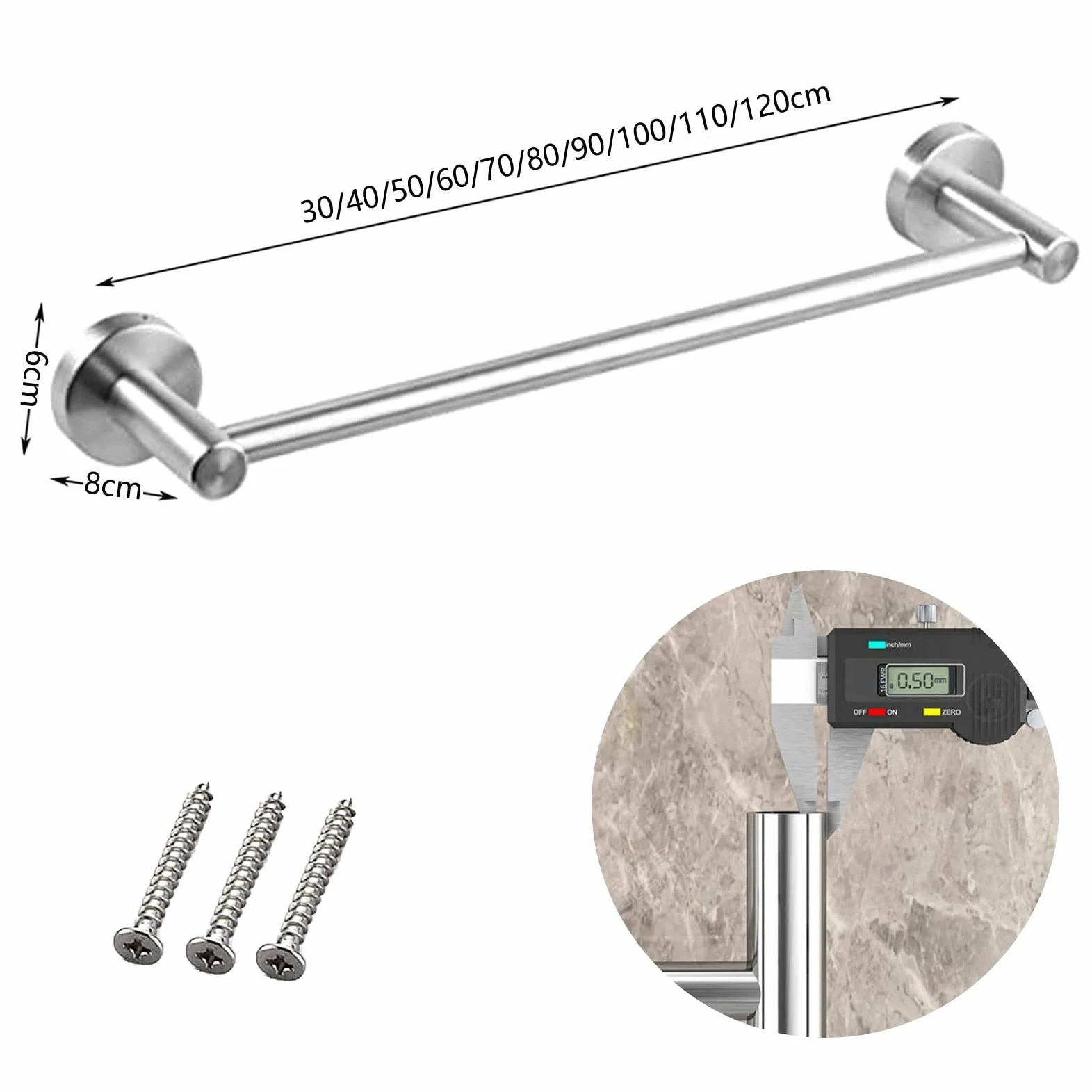 Portasciugamani Multifunzione, portasciugamani in Acciaio Inossidabile SUS 304, portasciugamani a Parete, mensola per Asciugamani per Cucina, Bagno e Toilette, Argento (Dimensioni : 110cm)