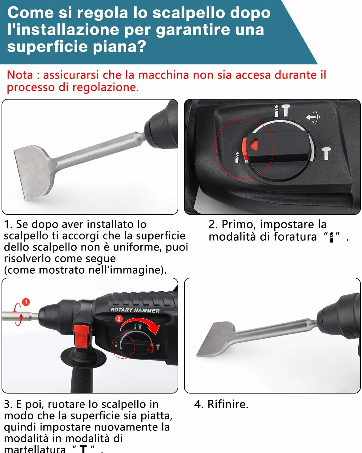 Lytool Scalpello SDS Plus 250 x 75mm Acciaio Temprato 40Cr Punta Piatta Professionale Compatibile Bosch Hilti Makita