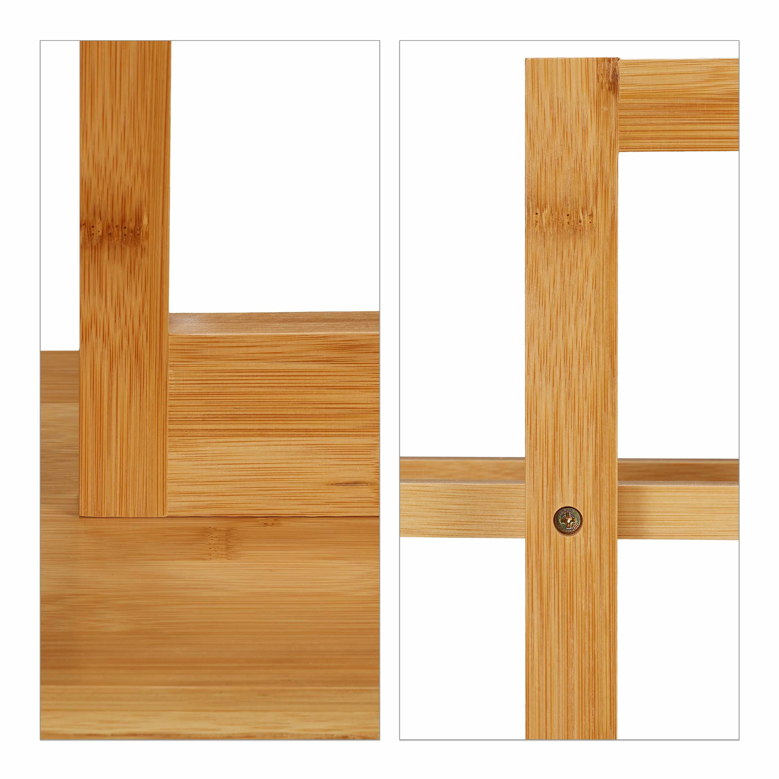Relaxdays Portasciugamani da Terra Bambù, Arredo Bagno, Design Naturale, 2 Bracci per Asciugamani, Accappatoi, Marrone