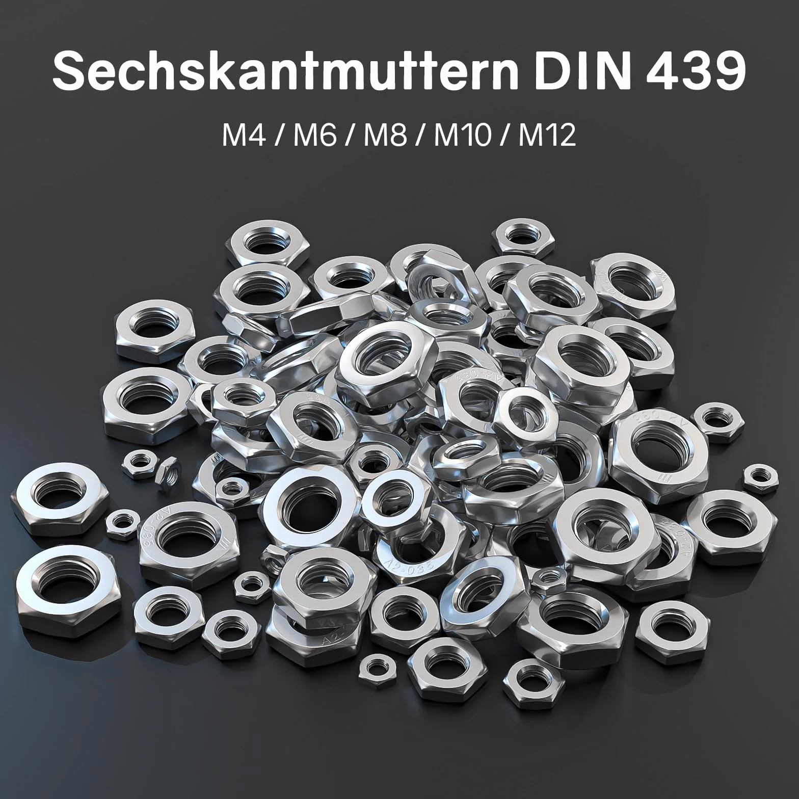 ORTAVA Dadi Esagonali M6 Bassi con Smusso 50 Pezzi DIN 439/ISO 4035 Acciaio Inox A2 V2A