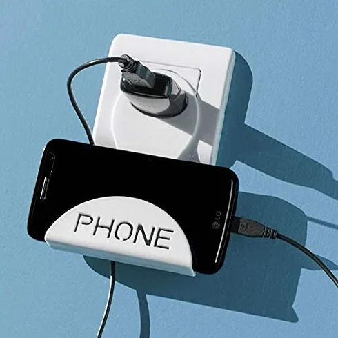 Supporto Caricabatteria da Parete per iPhone iPod MP3 MP4 Cellulari Holder in Plastica Resistente con Design Anti-Scivolamento