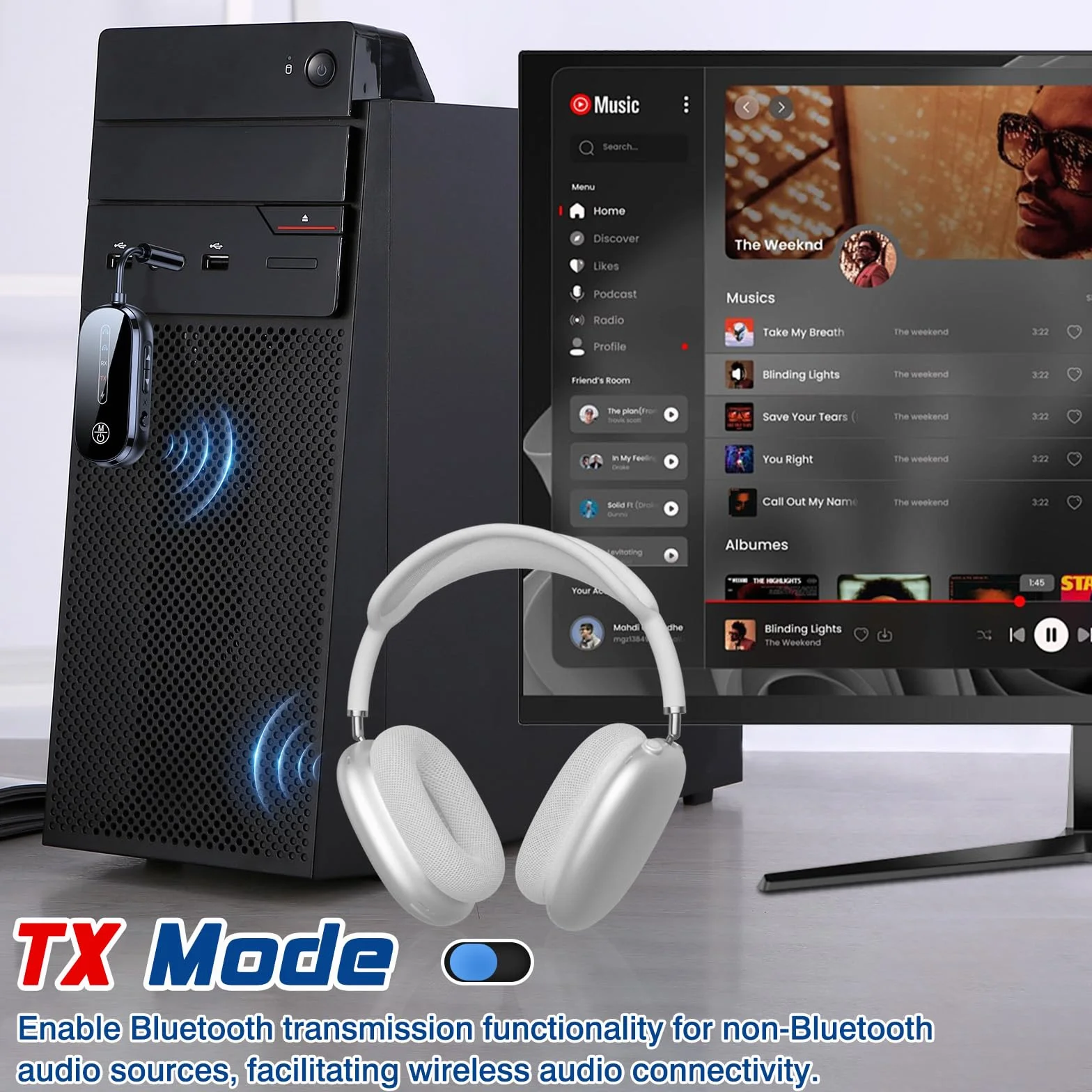 CAUTIOUS 5.4 Ricevitore Bluetooth Aux, 2 in 1 Adattatore Trasmettitore Ultimo Modello, Stabile Trasmettitore Bluetooth per Tv, Cuffie 3.5mm, Adattatore Bluetoot Auto per TV, Telefono Mobile