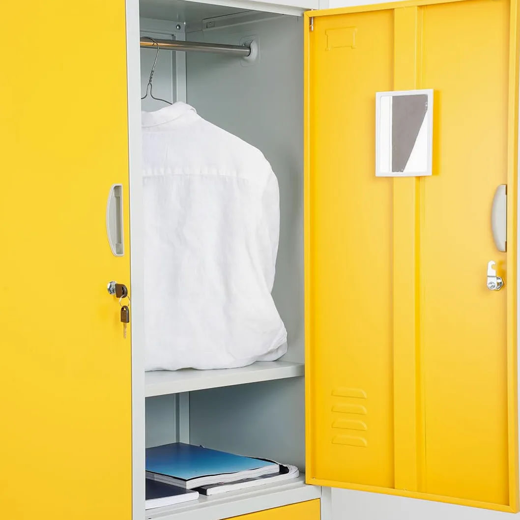 ARMADIETTI SPOGLIATOIO IN METALLO 85X180X42-4 ANTE SOVRAPPOSTE GRIGIO BLU ARANCIONE GIALLO VERDE - Giallo