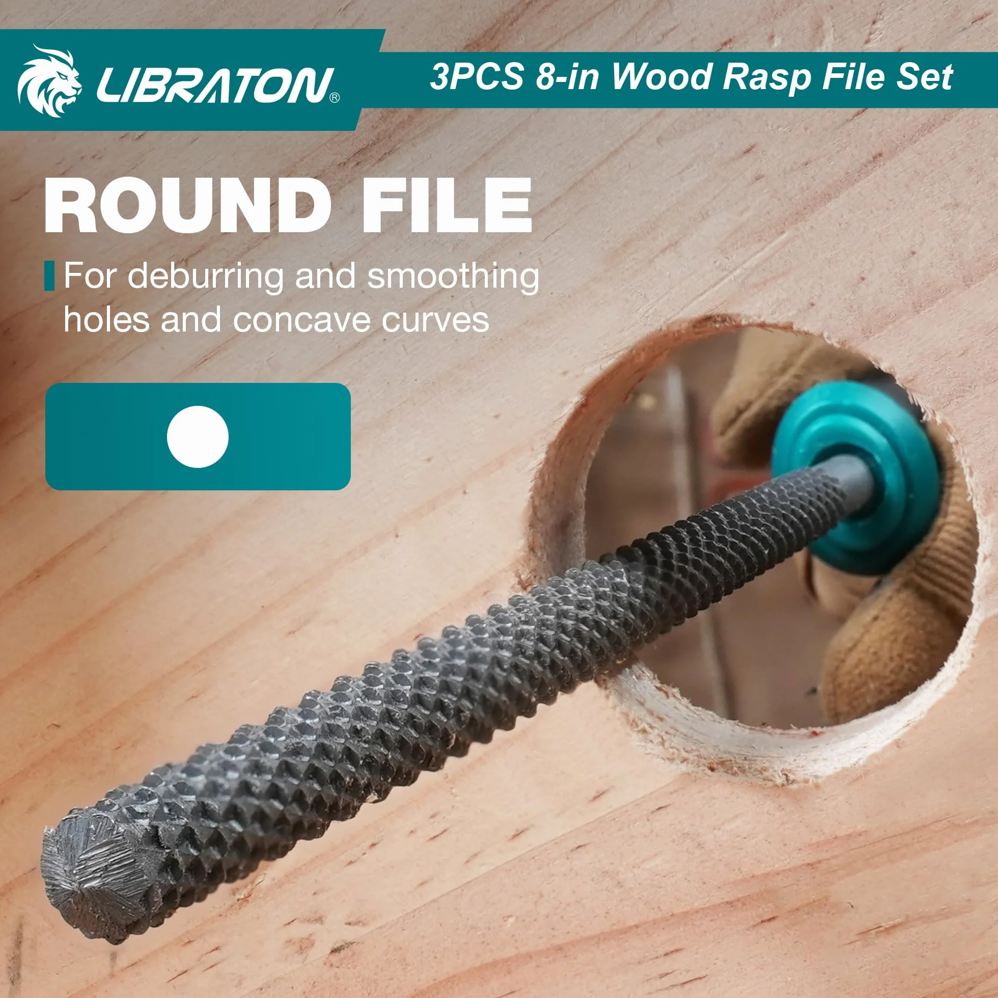 Libraton Set di Raspe per Legno 3 Pezzi, Lime Multiforma Acciaio Carbonio 200mm per Falegnameria