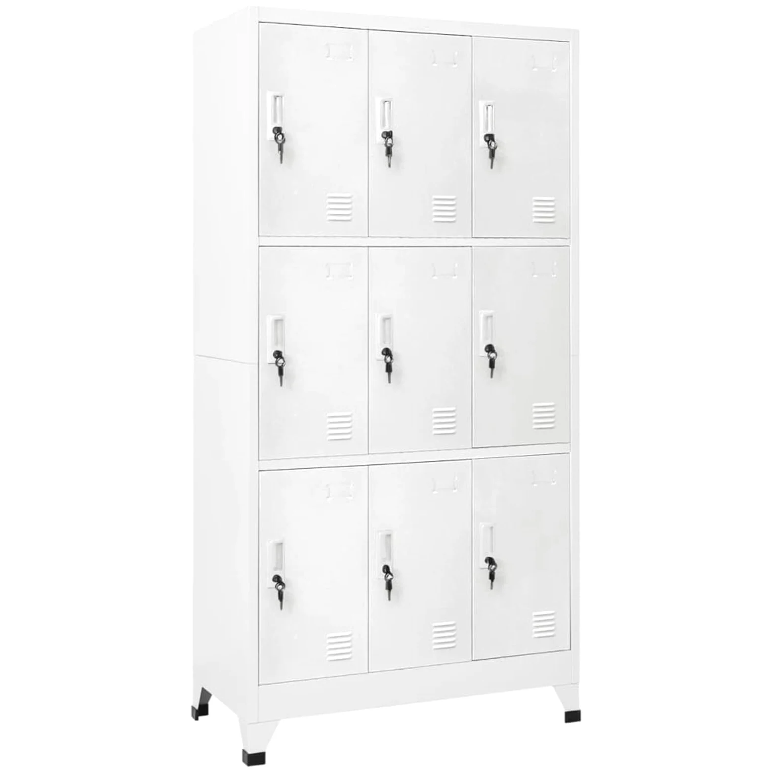 Armadietto spogliatoio Armadio Metallico con 9 Scomparti Armadietti Multiuso e portascope Fessure di Ventilazione in Acciaio-Grigio-con 9 armadietti