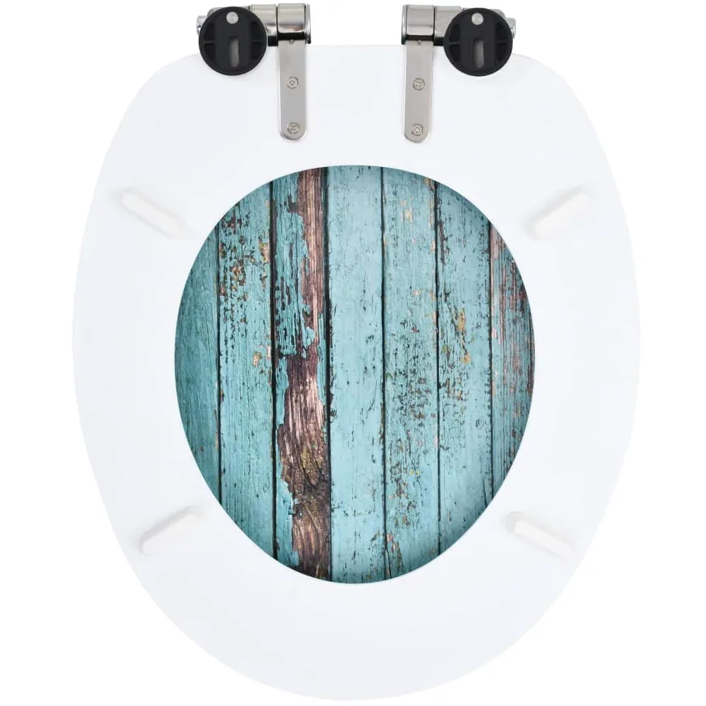Tavoletta copriwater con abbassamento automatico, in MDF, design legno anticato, robuste cerniere in zinco cromato, larghezza regolabile 12-20 cm, adatto per comuni