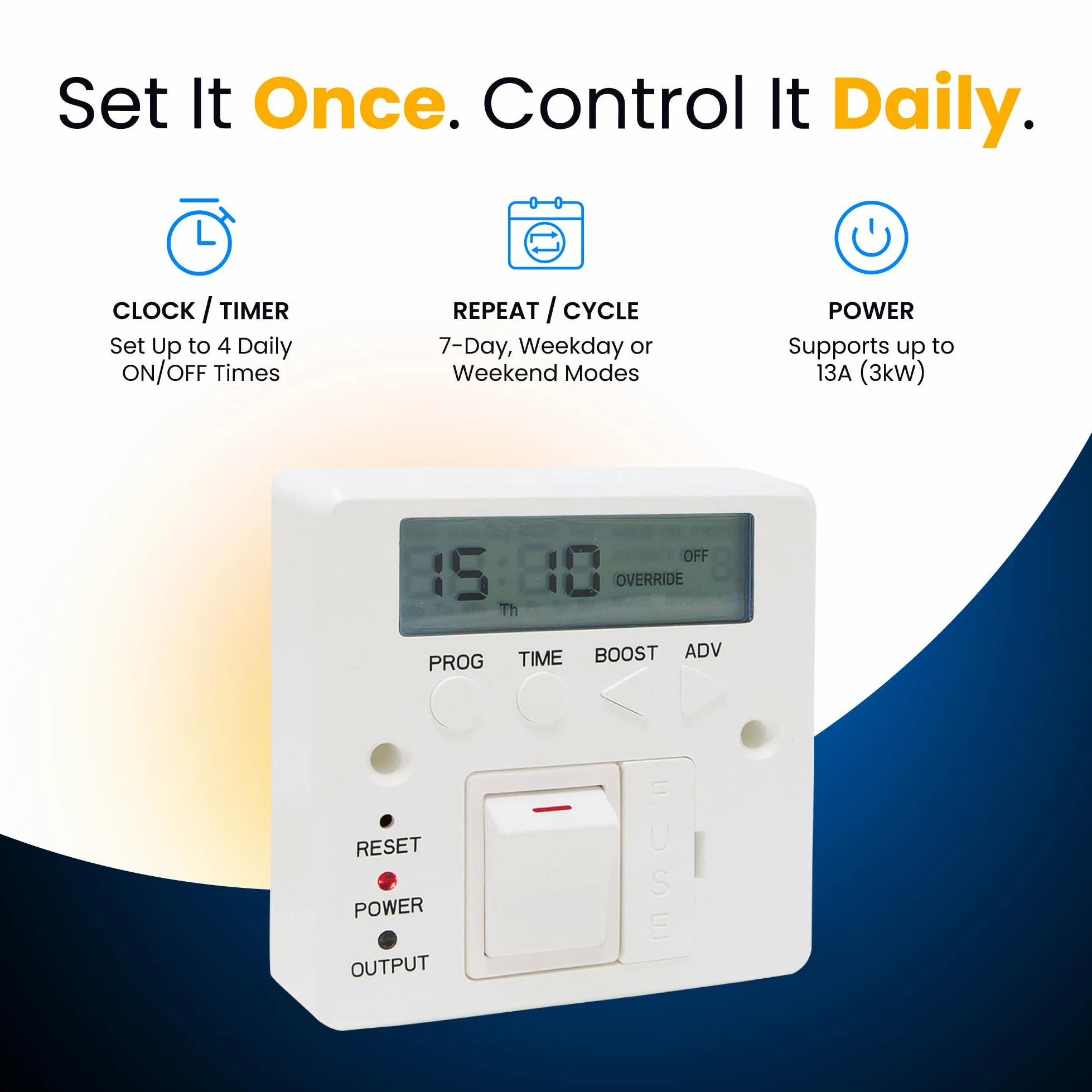Timer digitale programmabile con fusibile