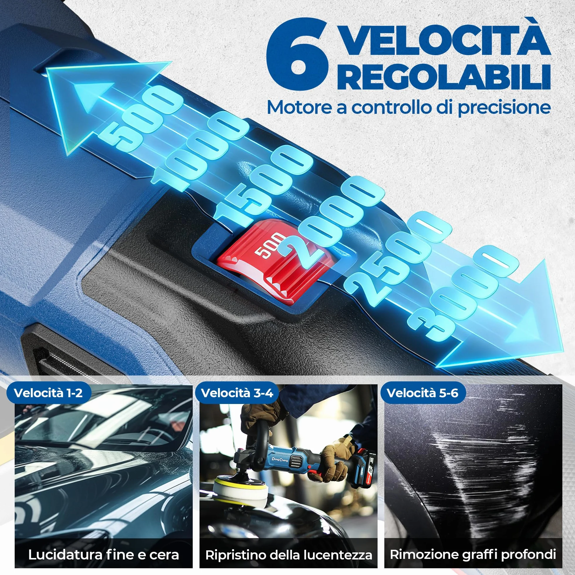 Dong Cheng Lucidatrice Senza Spazzole 150mm 4,0 Ah Batteria Avvio Graduale Stabilizzazione Elettronica