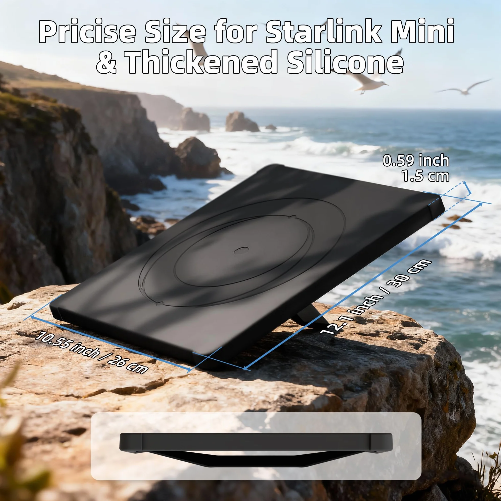 Joinfworld Starlink Mini Case,Starlink Custodia protettiva standard Gen 3,Cover in silicone per mini accessori Dishy,mpermeabile, antiurto,sicura per segnale,per proteggere da rocce, sabbia (Nero)