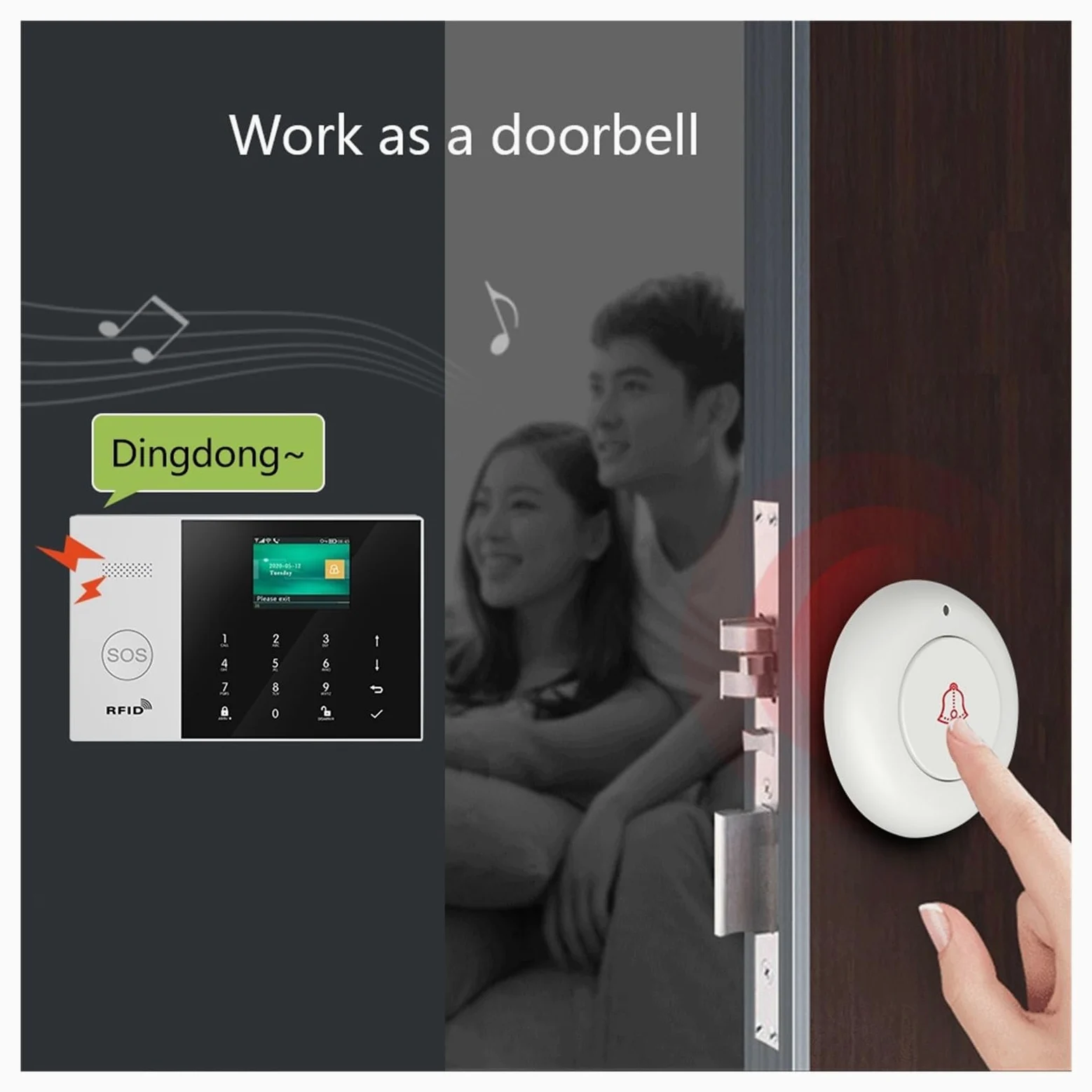 Allarme Intelligente 433MHZ App Telecomando Tastiera Touch LCD Wireless SIM gsm RFID Sensore di Allarme Antifurto Domestico(Set 3)