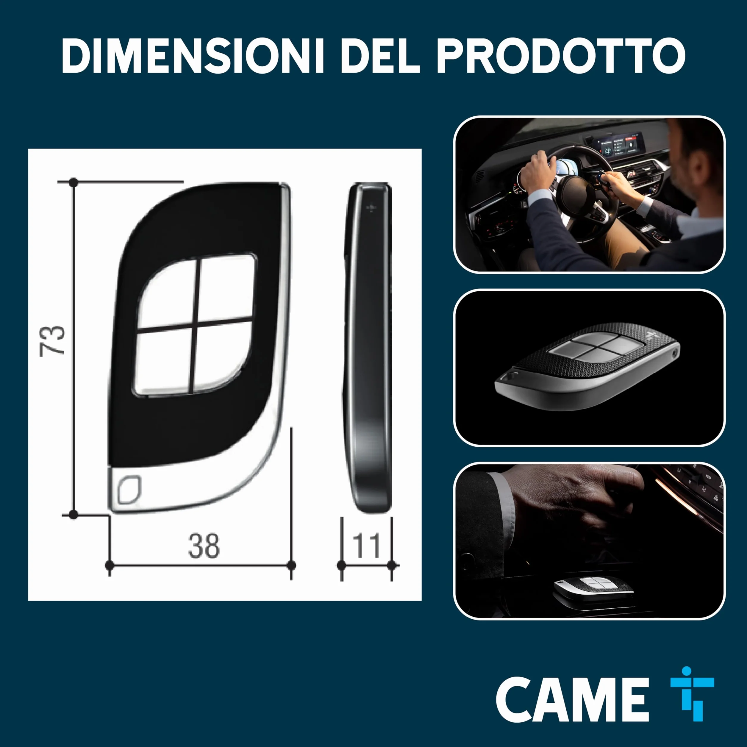 CAME TTS Telecomando Quadricanale 433,92 MHz 4 Pulsanti Codice Fisso Nero Grigio