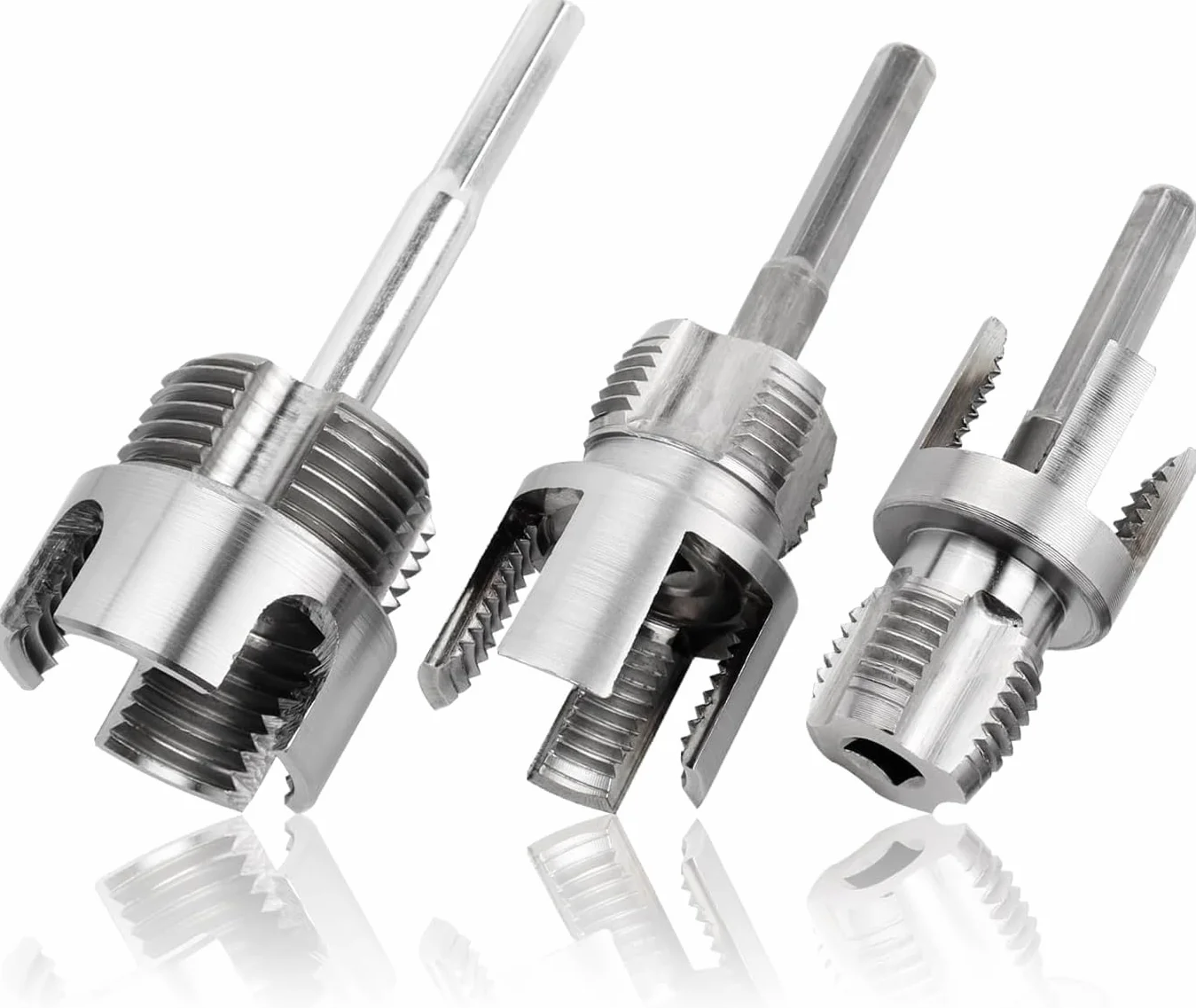Mesee Kit per Filettatura Tubi PVC, Strumento Filettatura Interna ed Esterna, Compatibile Trapano Elettrico, 1/2"-1" PVC/PPR