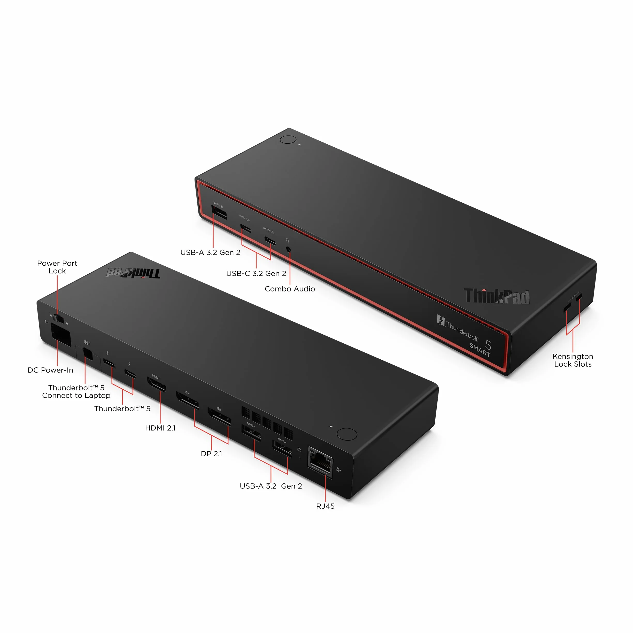 Lenovo ThinkPad Thunderbolt 5 Smart Dock 7500 EU, docking station con 2xDP 2.1 HDMI 2.1 2.5GbE, porte USB-A/USB-C, PD 3.1 fino a 180W
