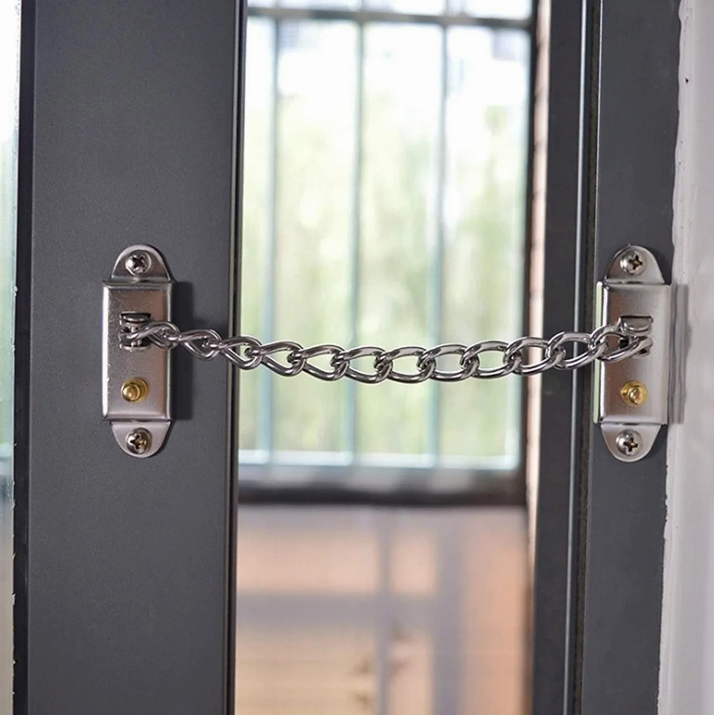 Lucchetto A Catena for Porta In Acciaio Inossidabile | Argento: for porte di casa, hotel e ufficio
