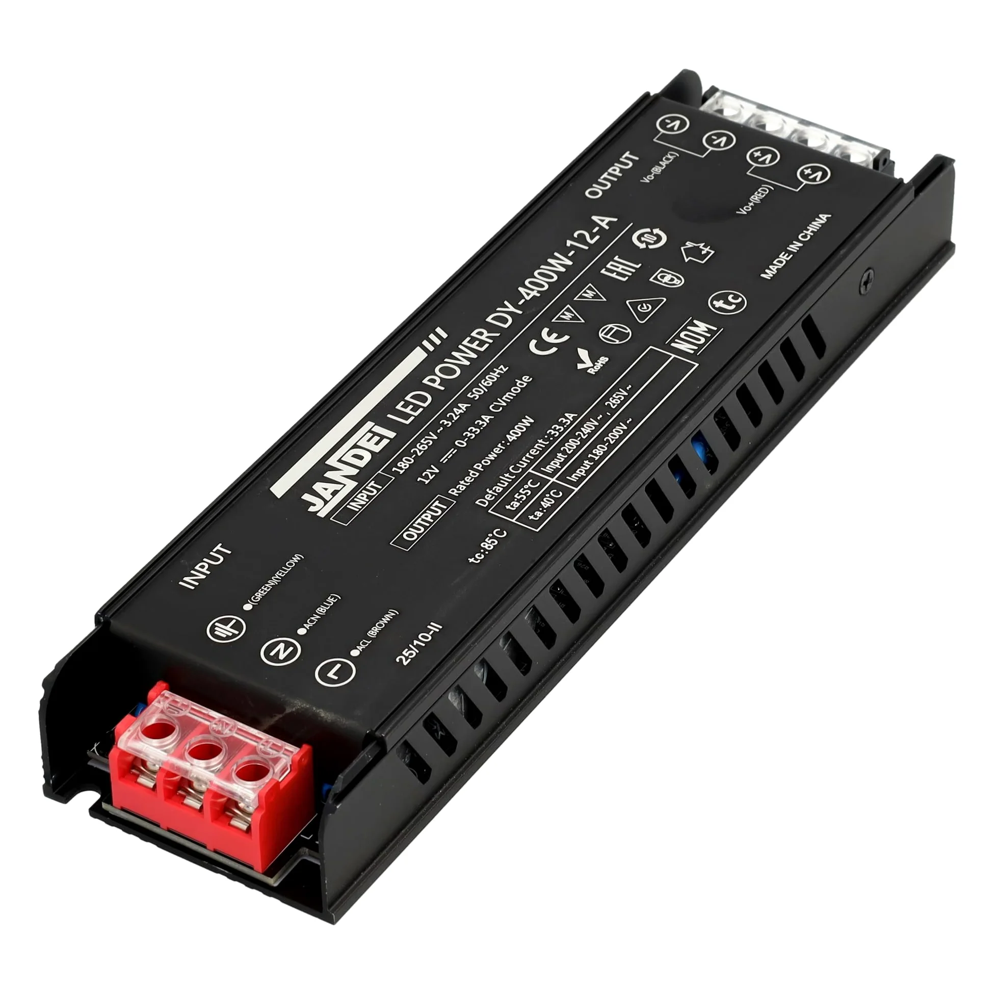 Jandei - Alimentatore trasformatore compatto 110/220 V AC a 12 V DC 400 W 33,33 A, installazione interna IP20 per striscia LED, neon o dispositivi a bassa tensione