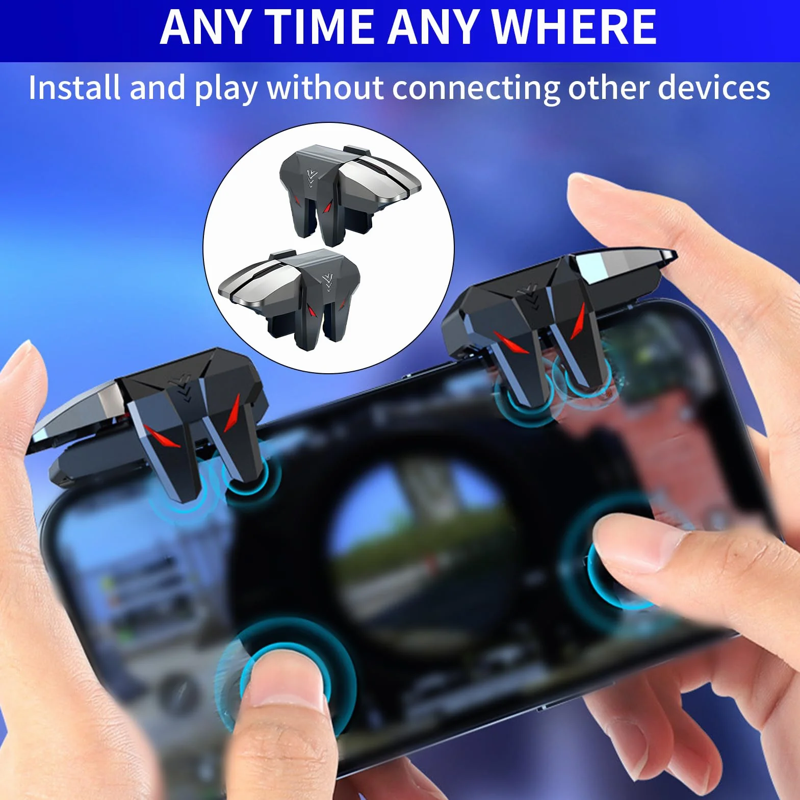 Toaluea 2 Pezzi Triggers 6 Dita Joystick Controller per PUBG COD, Trigger Mobile Gaming con Grilletti L1R1 L2R2, Triggle Grilletti Pulsante Meccanico Fisico per iPhone Telefono Smartphone Android