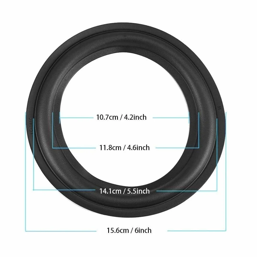 Zerone Altoparlante Riparazione Perforata Bordo Surround Kit Ricambio 2pcs 6 Pollici / 156mm Gomma Nero