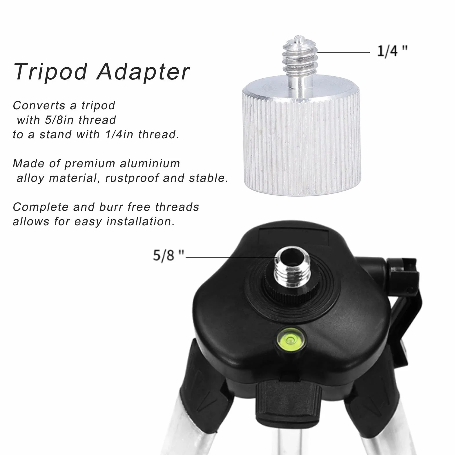 Adattatore per Treppiede Livellatore Laser, Adattatore per Treppiede per Livellatori Laser, Connettore di Conversione da 5 8 Pollici a 1 Staffa da 4 Pollici Adattatore per