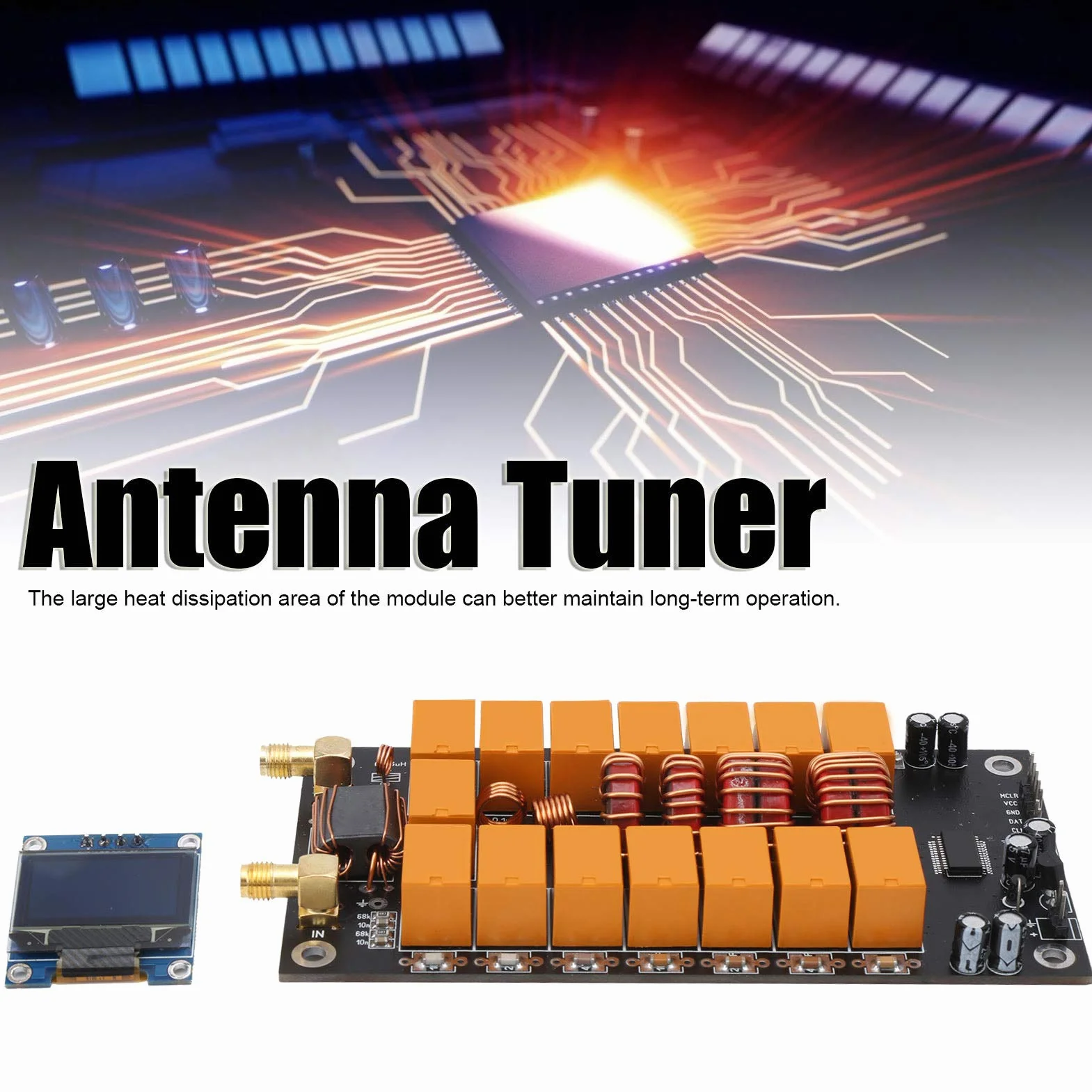Dilwe Mini sintonizzatore Automatico per Antenna ATU-100, Scheda sintonizzatore Antenna 400mA con Schermo finito, Kit Fai-da-Te componenti Tester Antenna