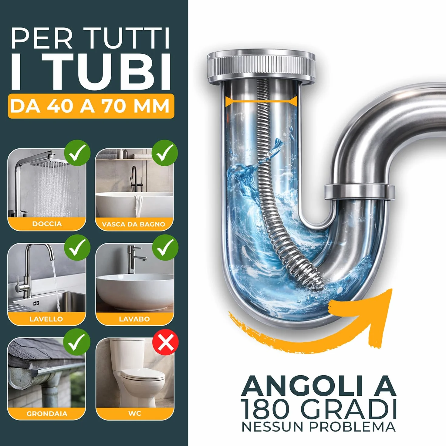 Meisterfaktur Spirale per pulizia tubi 15 m tamburo acciaio