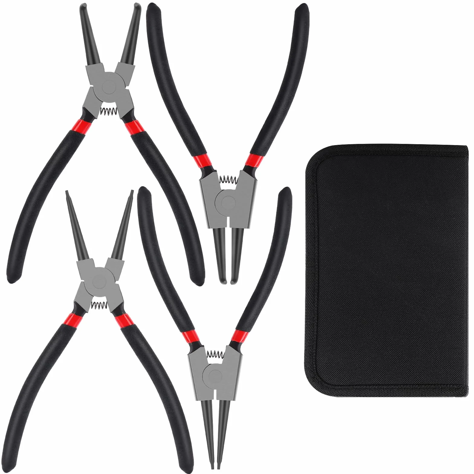 Set Pinze per Anelli di Sicurezza 4 Pezzi Dritti e Piegati con Maniglie Antiscivolo