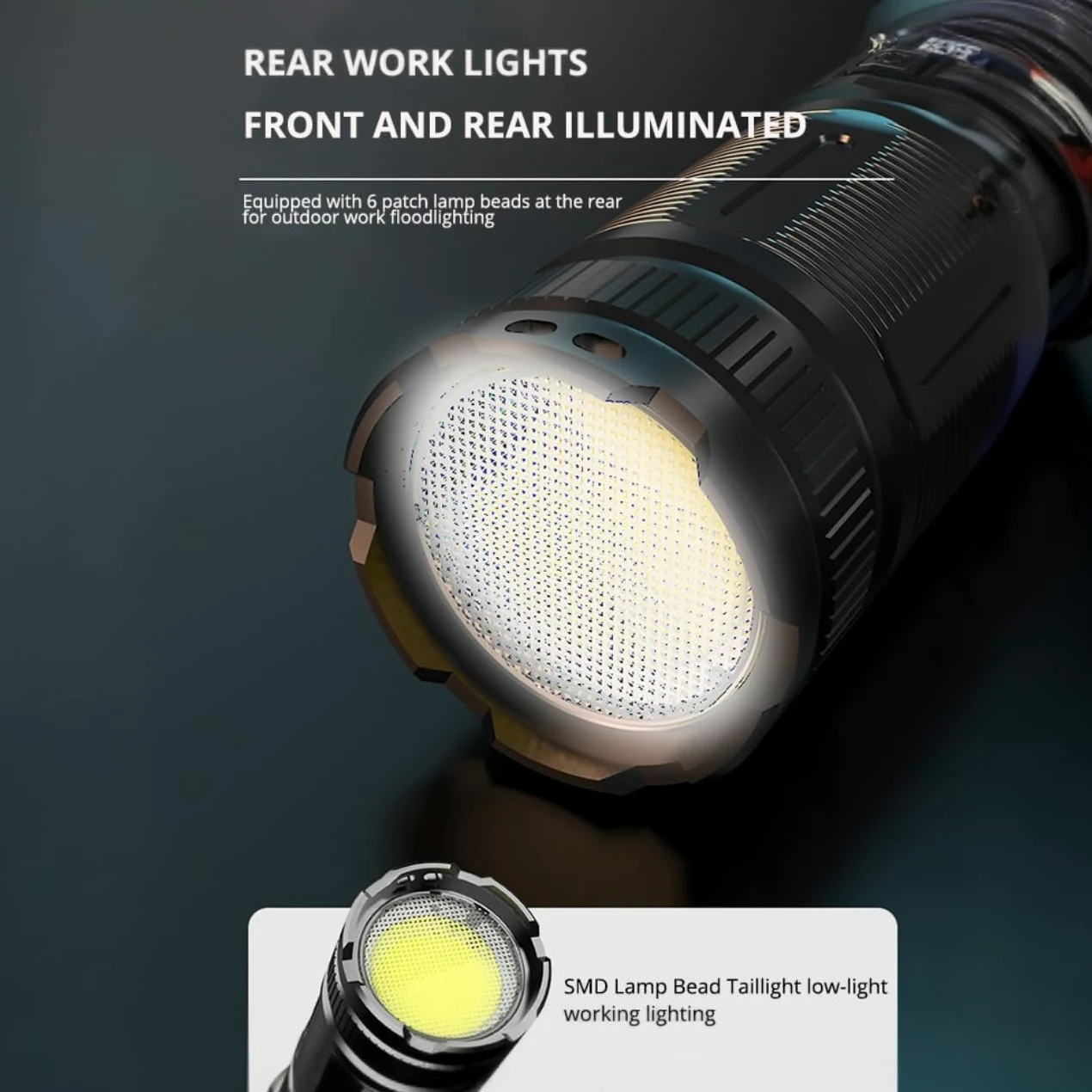 Torcia ricaricabile, 12000 lumen, torcia LED super luminosa con luce da lavoro COB, ad alta potenza, potente torcia portatile per emergenze, campeggio, escursionismo (nero)