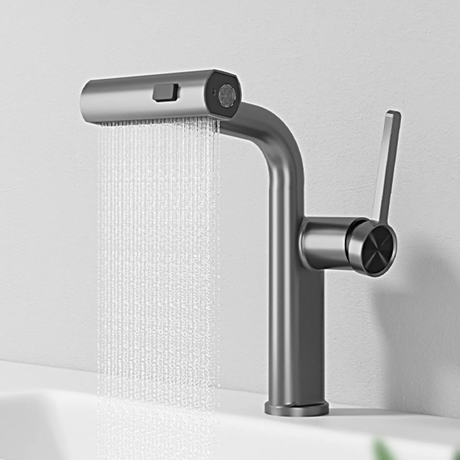 Generico Rubinetto da Bagno Miscelatore per Lavabo Cascata Miscelatore Estraibile per Lavabo da Bagno Rubinetto Monocomando per Lavabo da Bagno 2 modalità Ottone Cromo