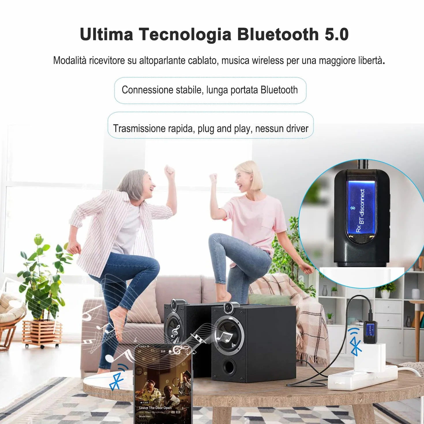 Trasmettitore e Ricevitore 2-in-1 Bluetooth 5.0, UYTUDL Wireless Adattatore Audio Hi-Fi Segnale Fili da 3.5mm e Rca, Trasmettitore Aux Bluetooth per TV PC Cuffie Stereo Altoparlanti Auto, Auricolari