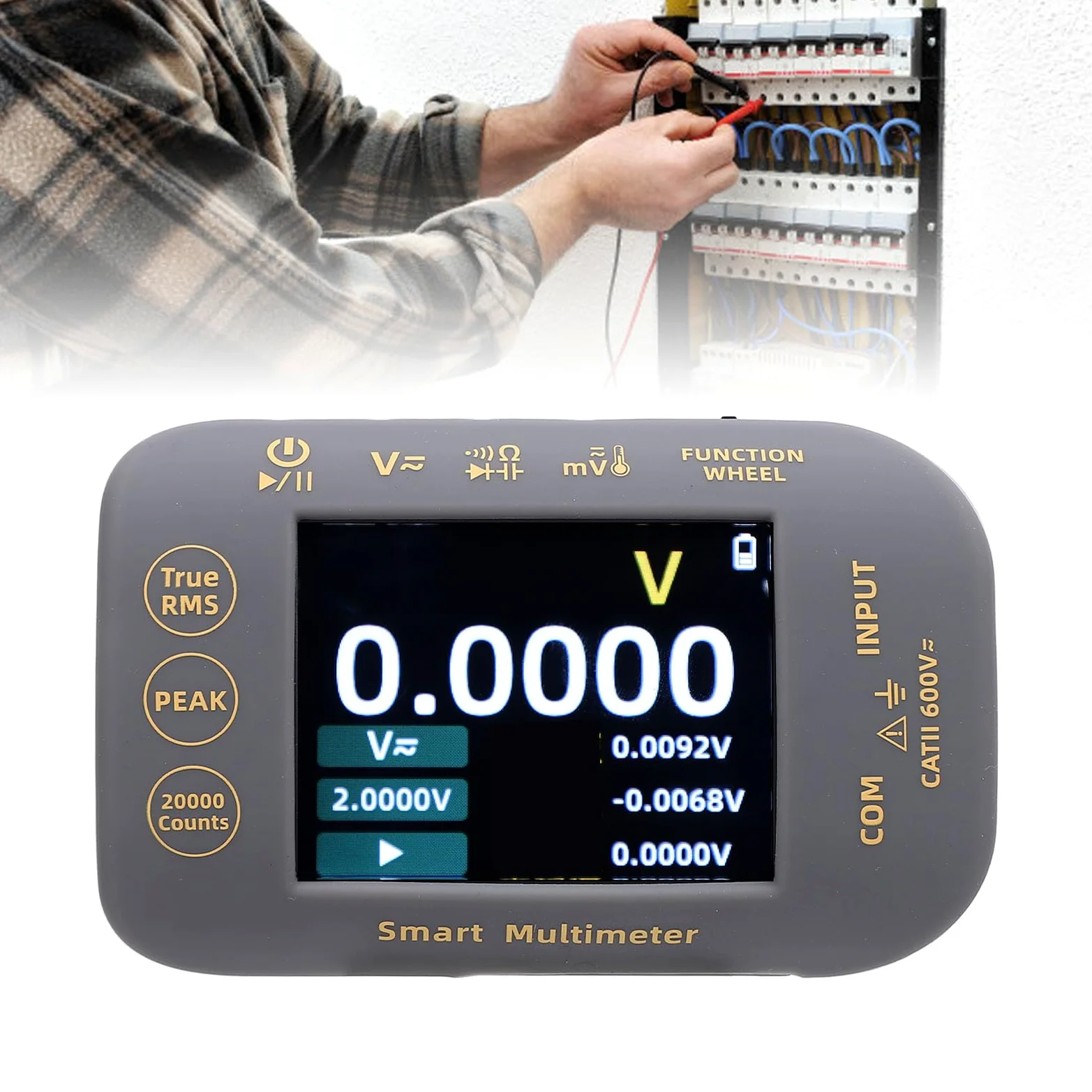 Generic Vero RMS 20000 Conta Multimetro Digitale Schermo LCD da 2,8 Pollici per Tester Elettrico per Pannelli Solari