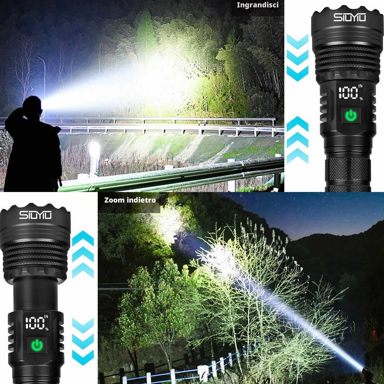 Torcia Tattica ad Alta Luminosità, Ricaricabile, 3000 Lumen Torcia Led Potente, Impermeabile IPx45, 5 Modalità di Luminazione, per Campeggio, Emergenza, Esterni, Casa