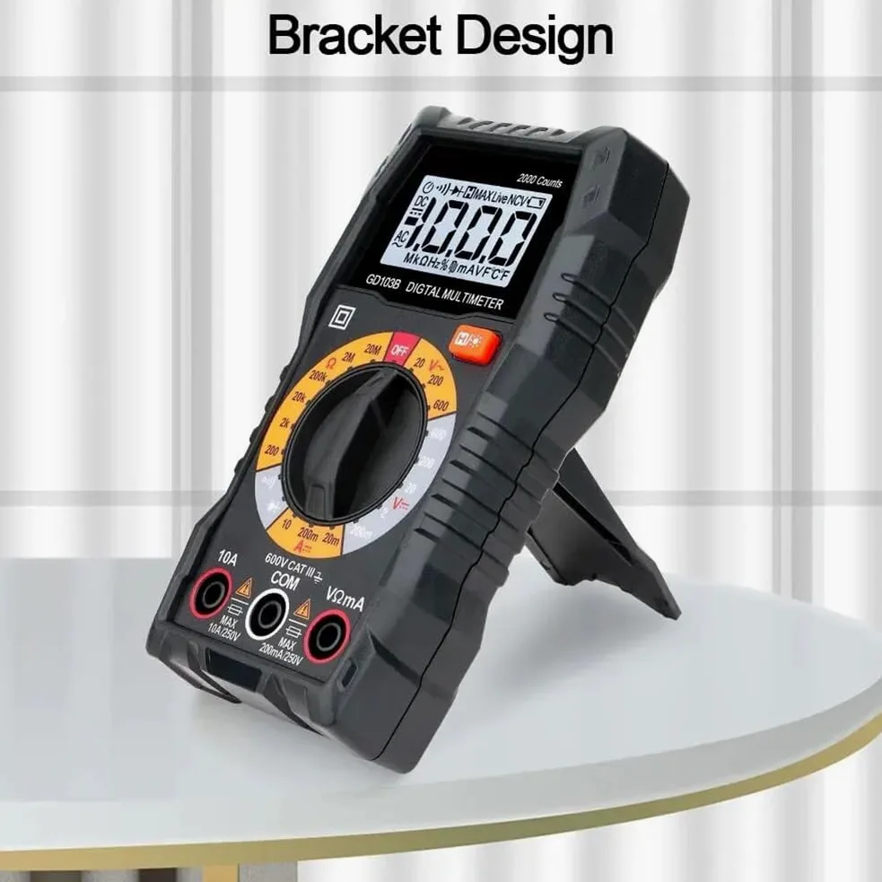 TsoLay Multimetro Digitale, Voltmetro CA CC, Tester di Tensione diodi per Test di continuità con Custodia, Letture Accurate Ohm Volt Amp, per Presa Domestica, Test Batteria per Autoveicoli