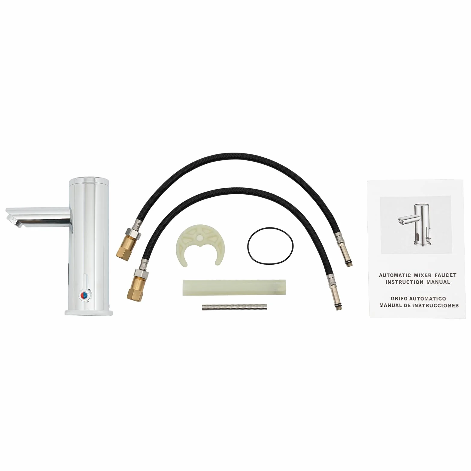 Rubinetto automatico a infrarossi in ottone e acciaio inox, altezza 18,1 cm, a batteria
