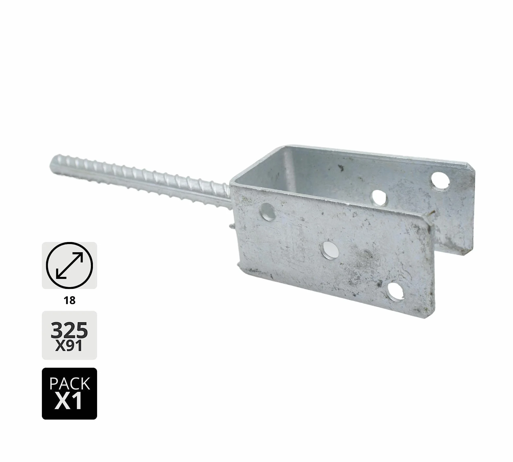 Supporto a U per Travi Acciaio Zincato 91x325x120x18 mm DOJA Barcelona