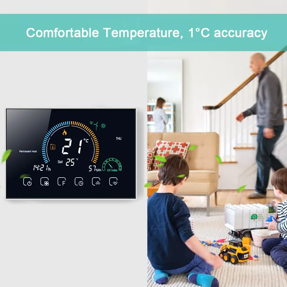 Kavolet Termostato programmabile intelligente Wi-Fi, con indice UV/display umidità/funzione di blocco, Controllo APP vocale,LCD retroilluminato