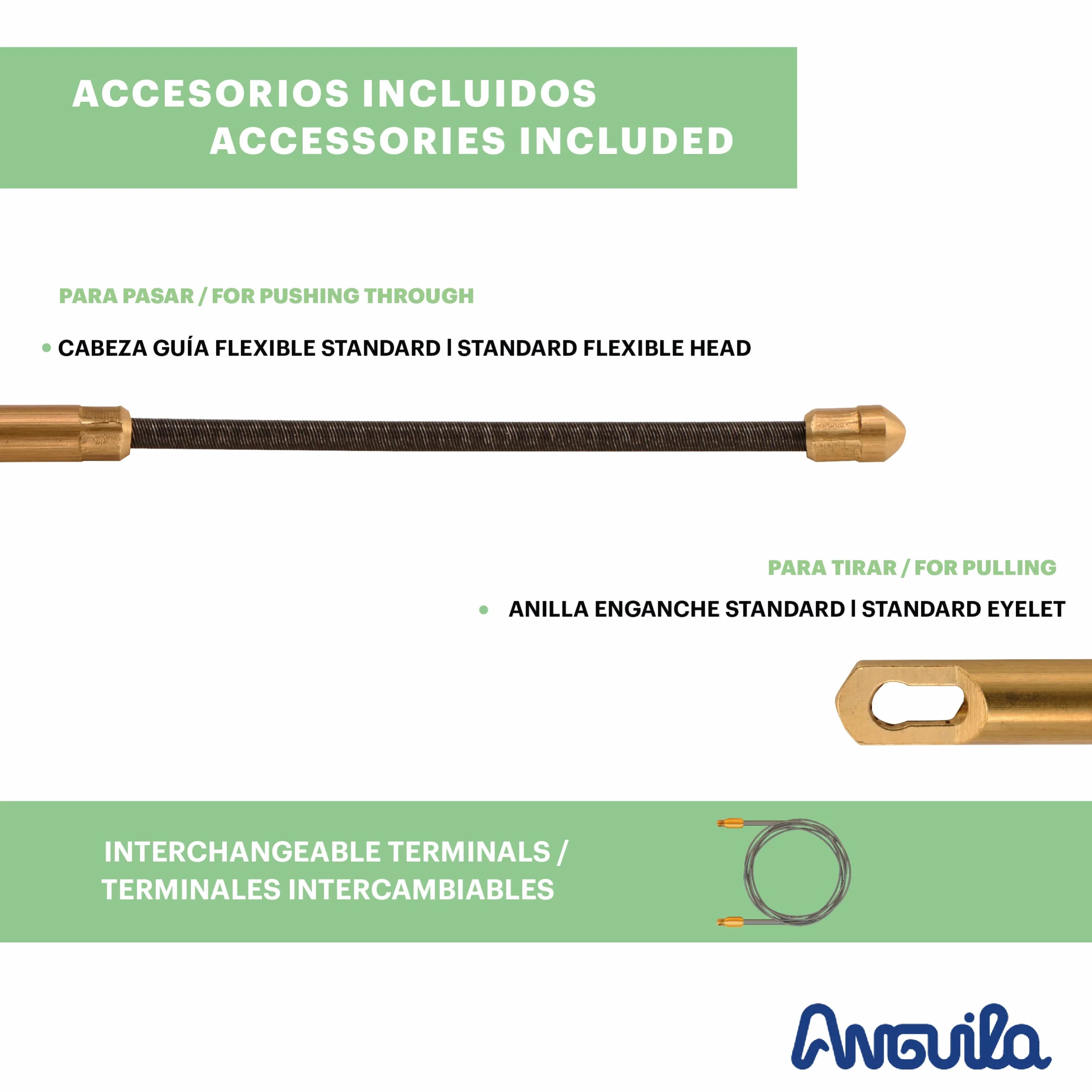 Anguila | Guida Passacavi | Fibra di Vetro Rinforzata + Propilene | Terminali Intercambiabili | Colore Giallo | Diametro 3,5 mm | 10 metri