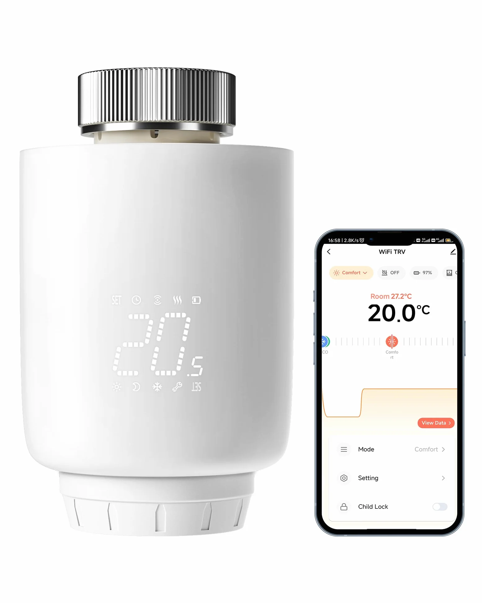 DEWENWILS Termostato Radiatore Smart WiFi, Nessun Gateway Necessario | Termostato Radiatore Programmabile, Controllo App, Compatibile Alexa & Google Assistant, Risparmio Energetico